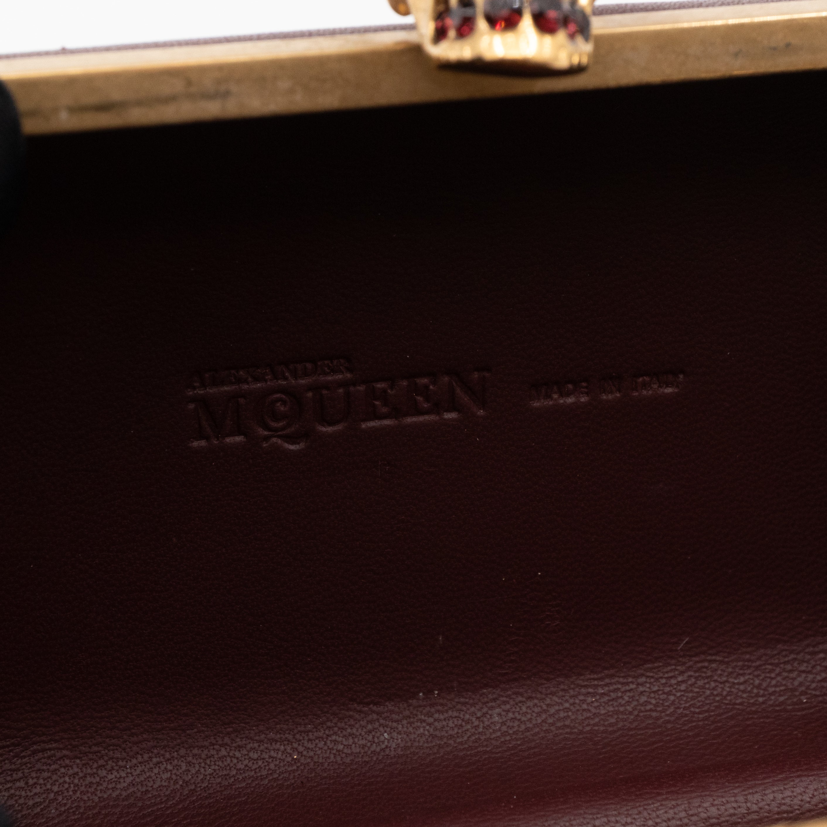 Skull Box Clutch Burgundy Leather Gold
