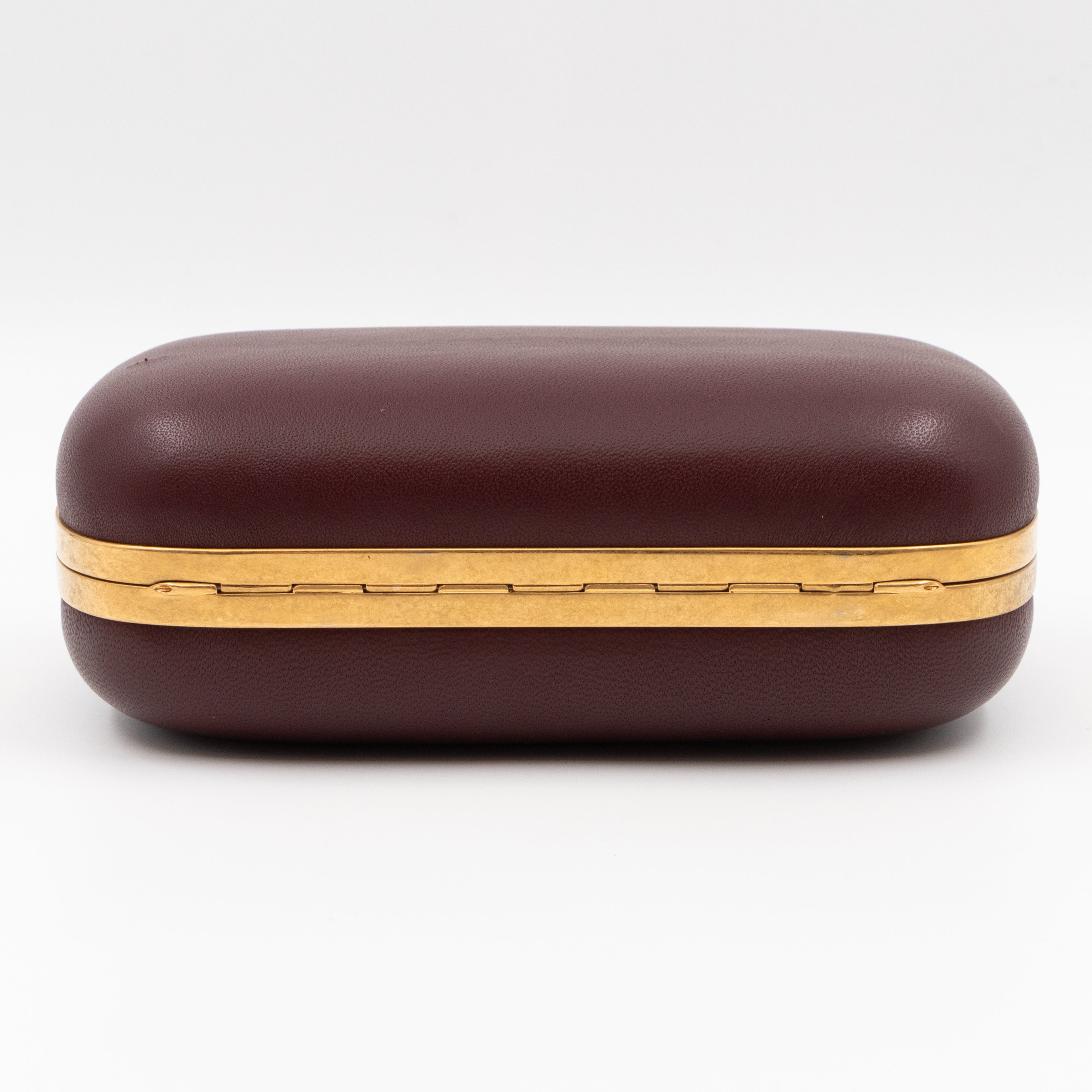 Skull Box Clutch Burgundy Leather Gold