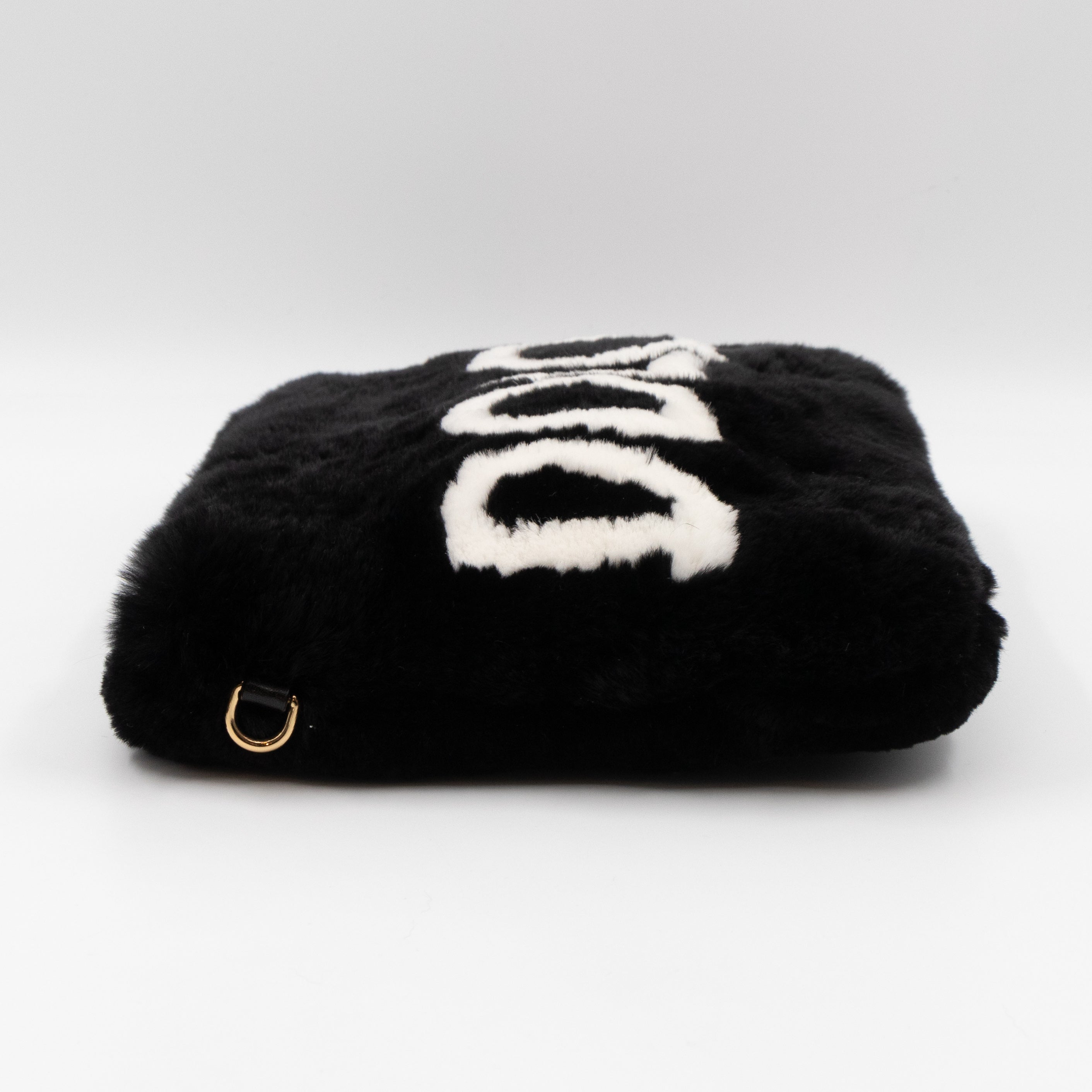 Cleo Clutch Black White Faux Fur