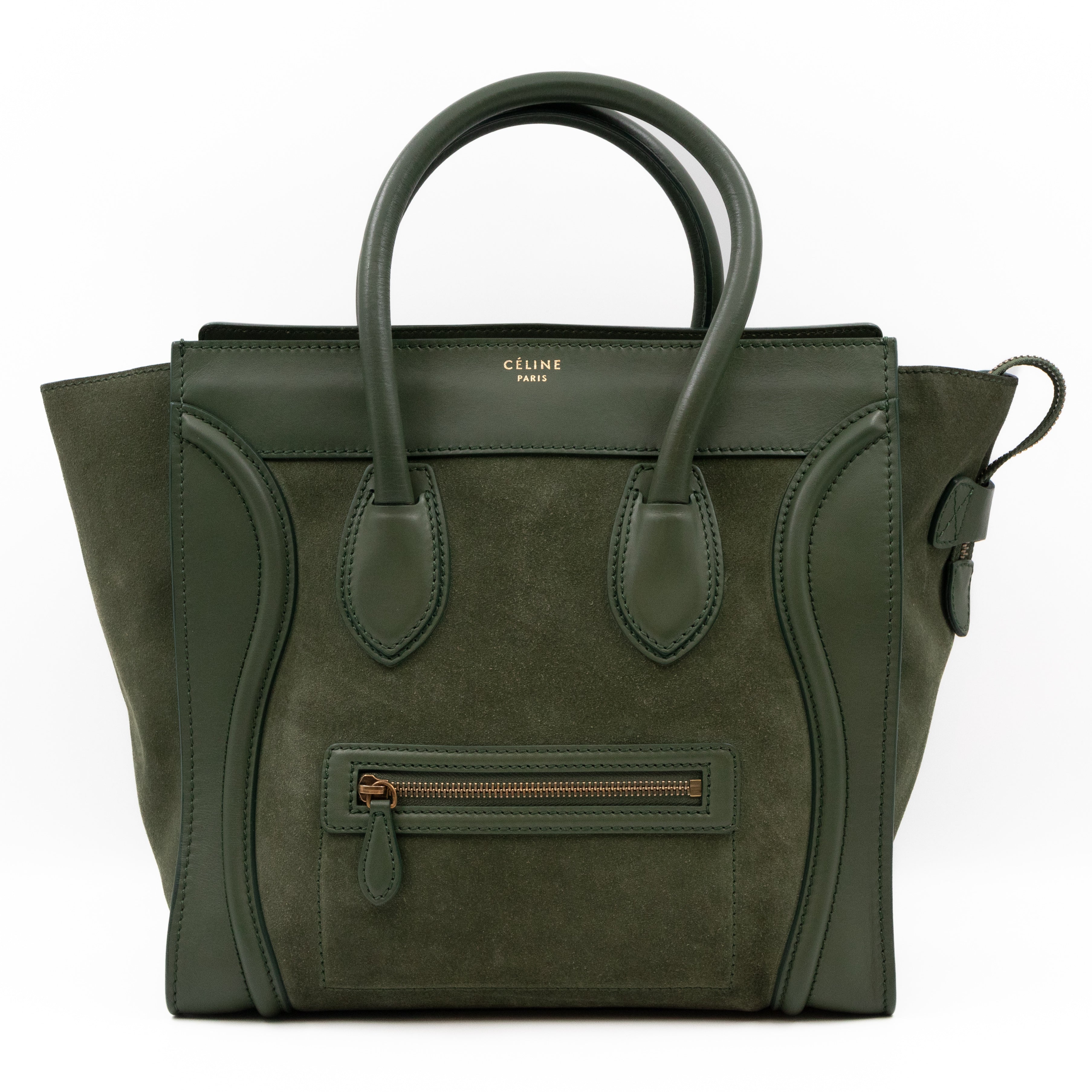 Mini Luggage Green Suede Leather