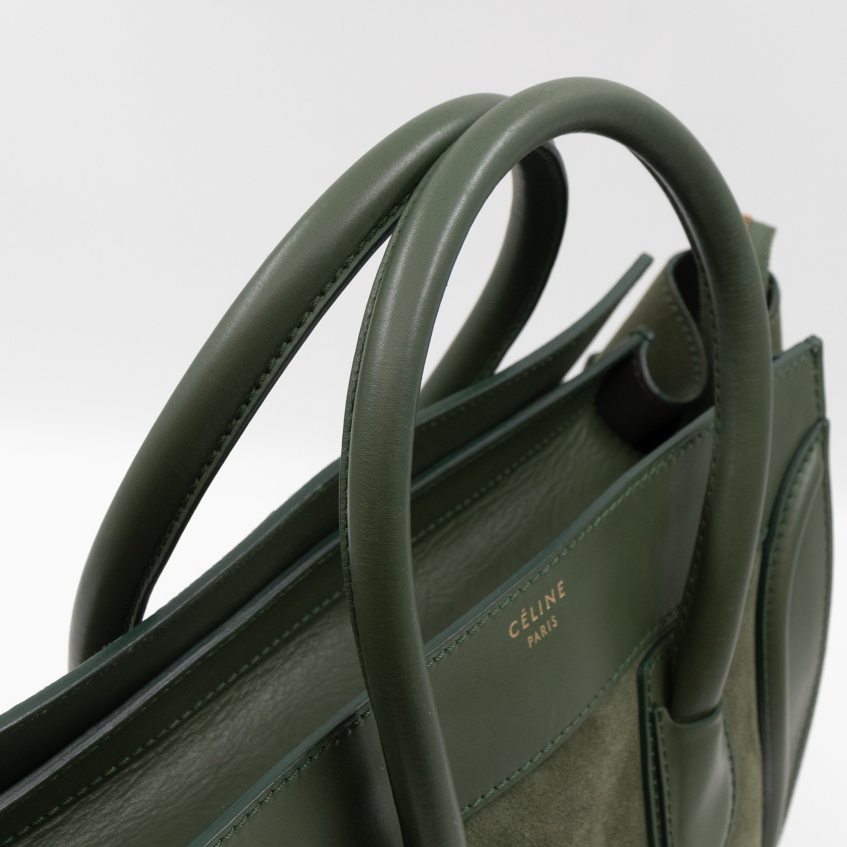 Mini Luggage Green Suede Leather