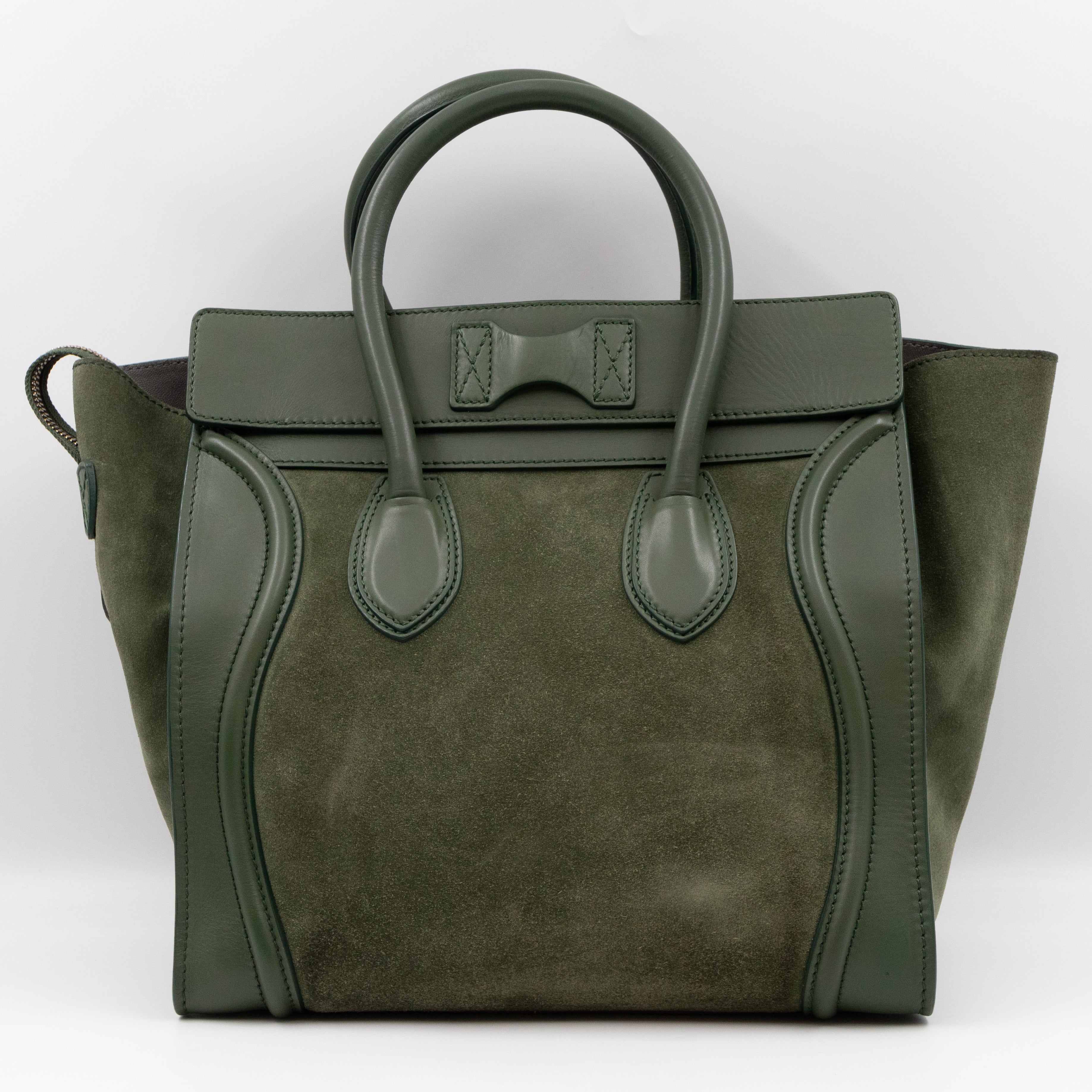 Mini Luggage Green Suede Leather