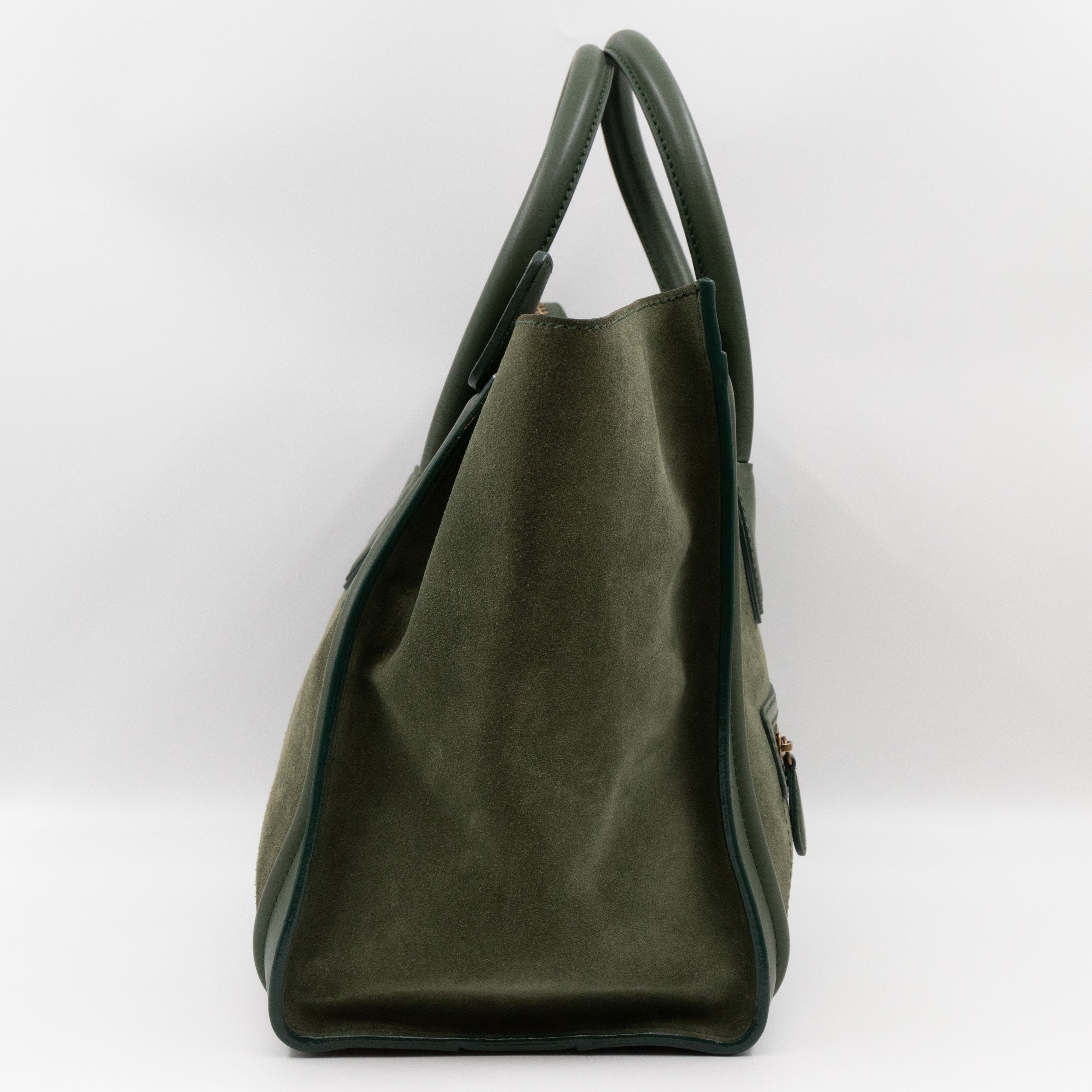 Mini Luggage Green Suede Leather