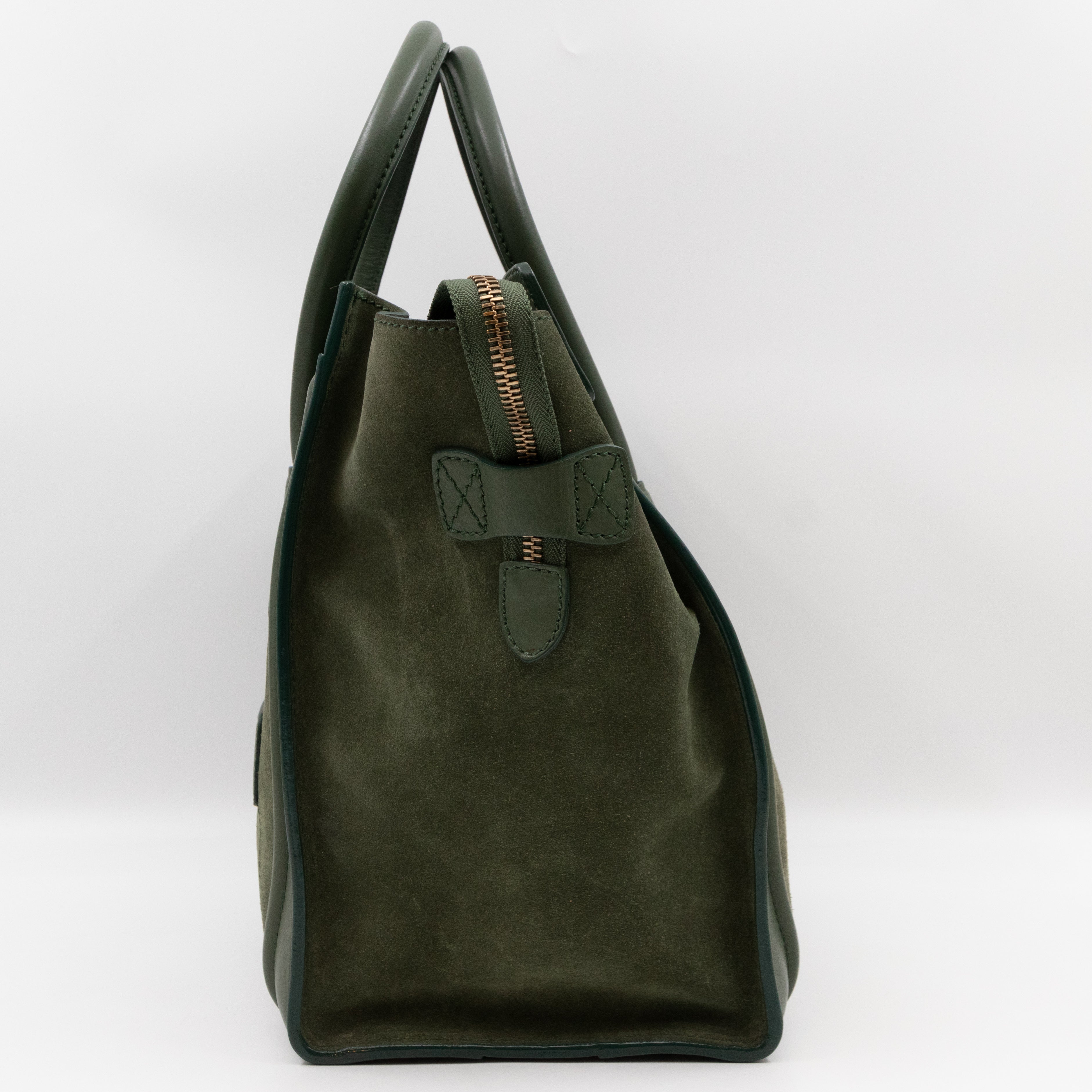 Mini Luggage Green Suede Leather
