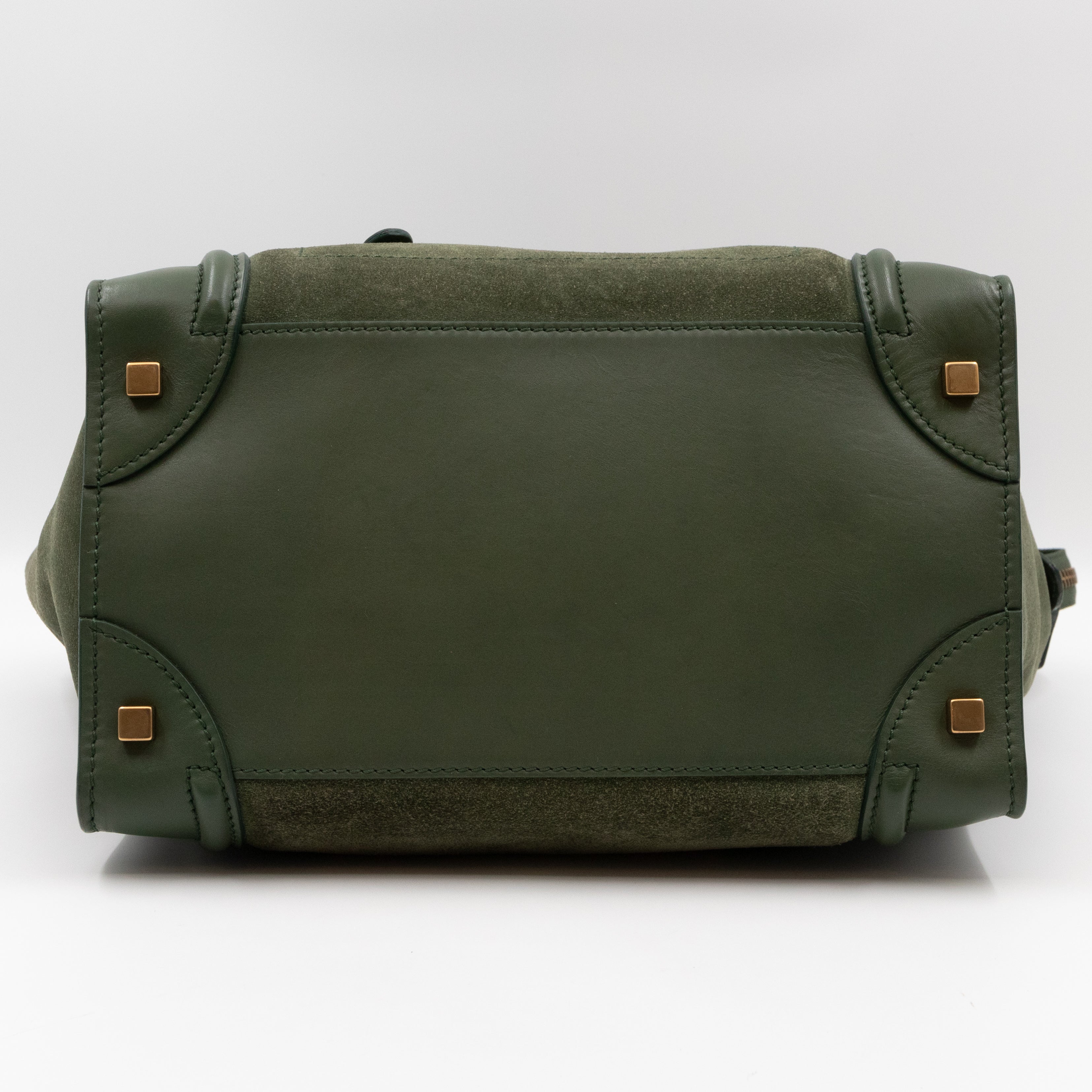 Mini Luggage Green Suede Leather