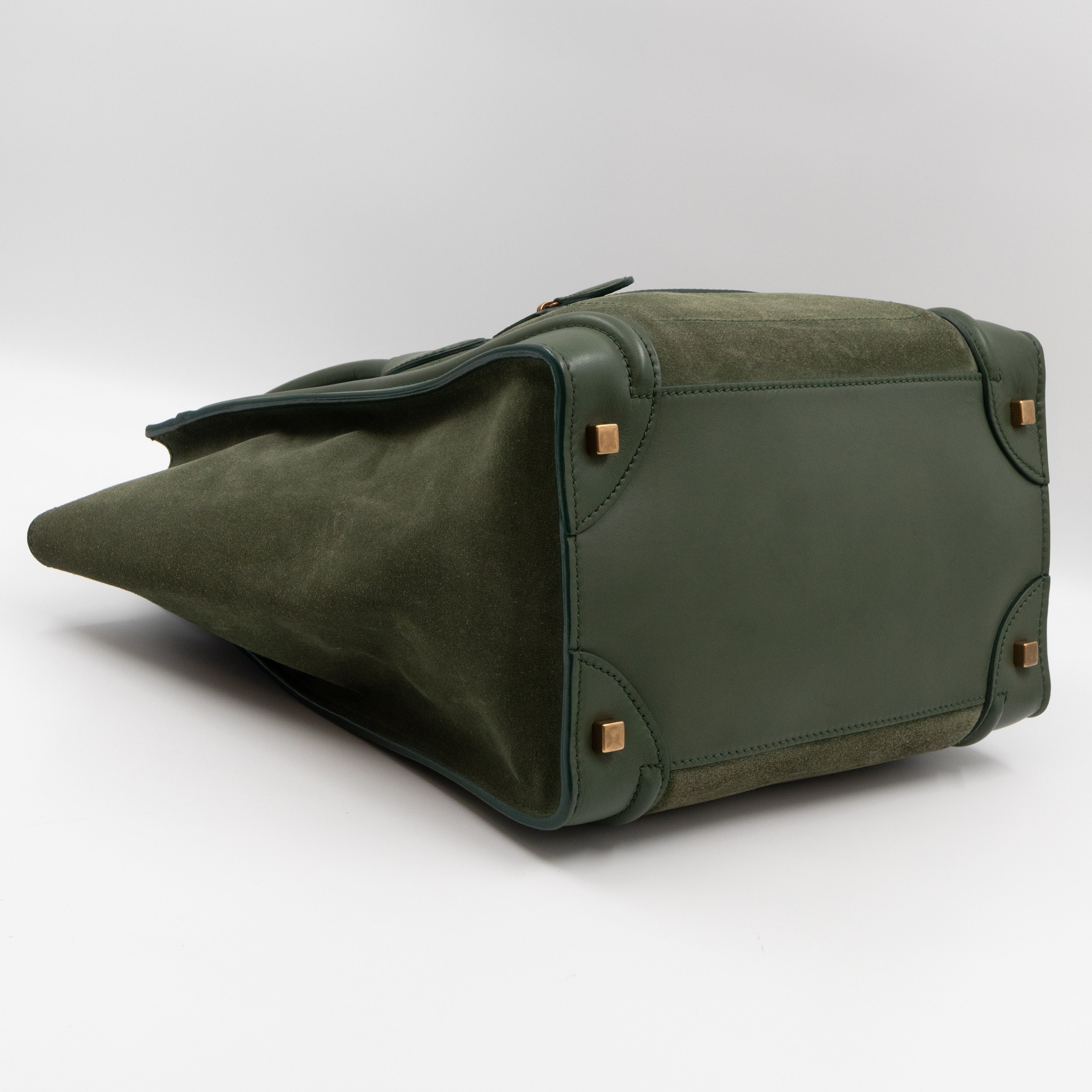 Mini Luggage Green Suede Leather