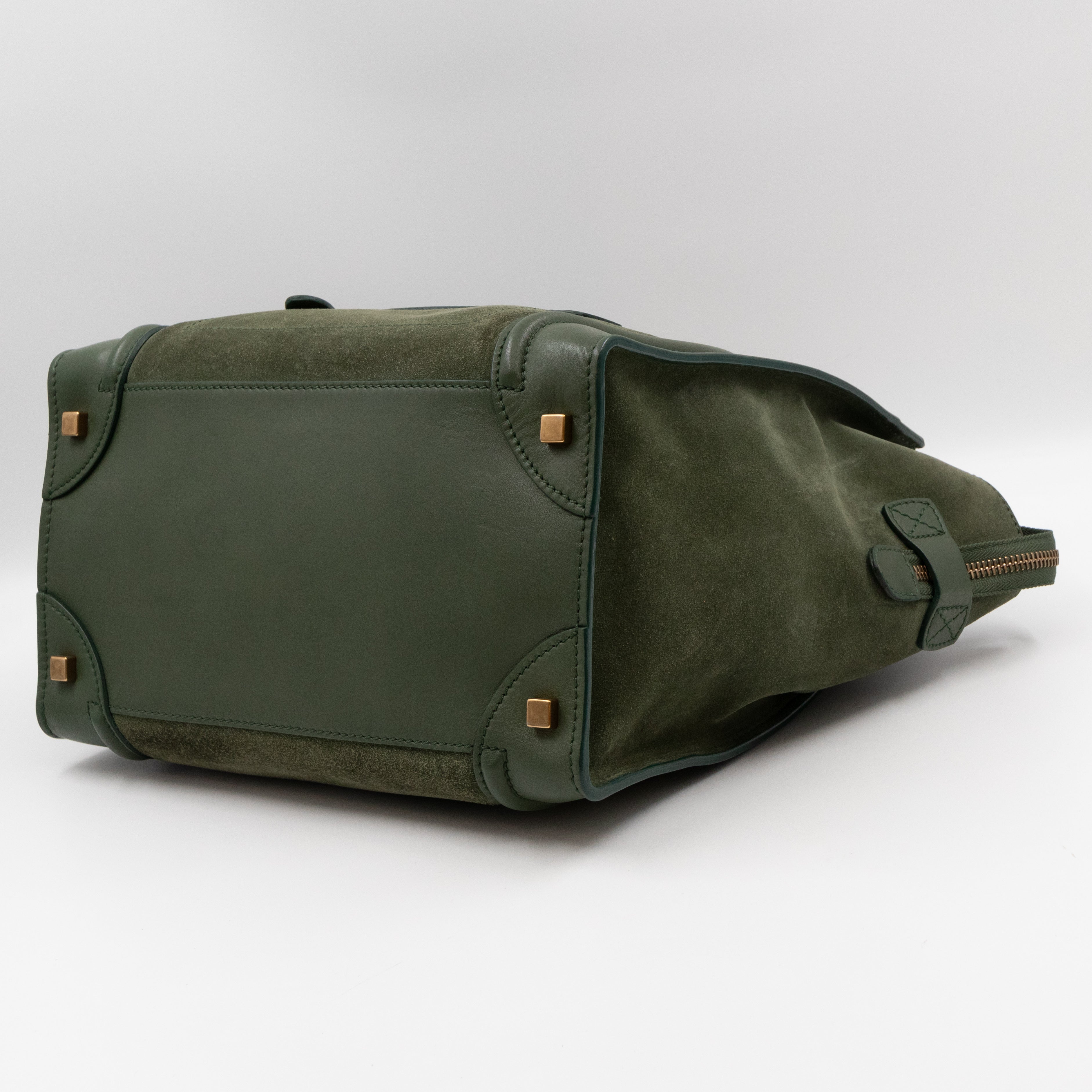 Mini Luggage Green Suede Leather