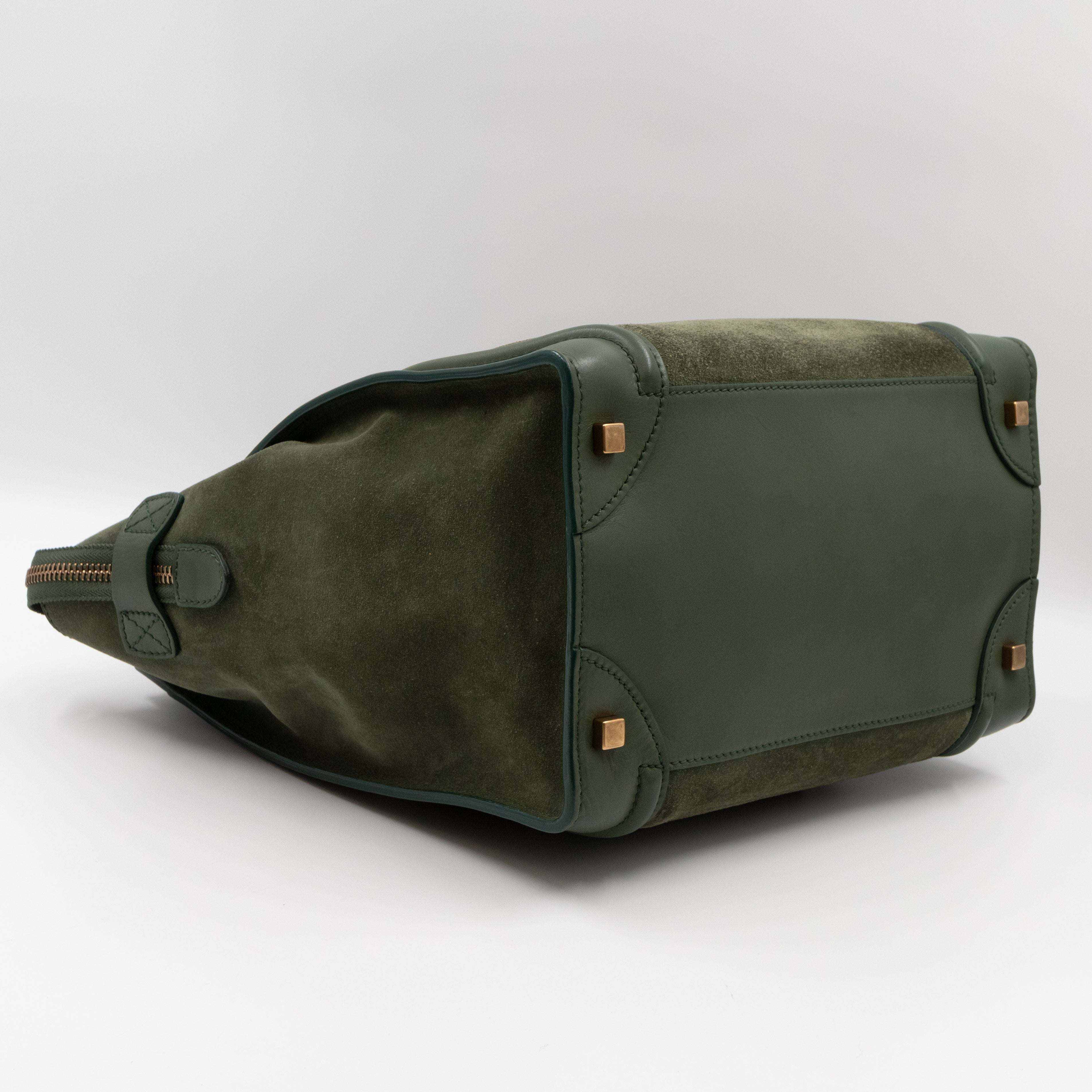 Mini Luggage Green Suede Leather