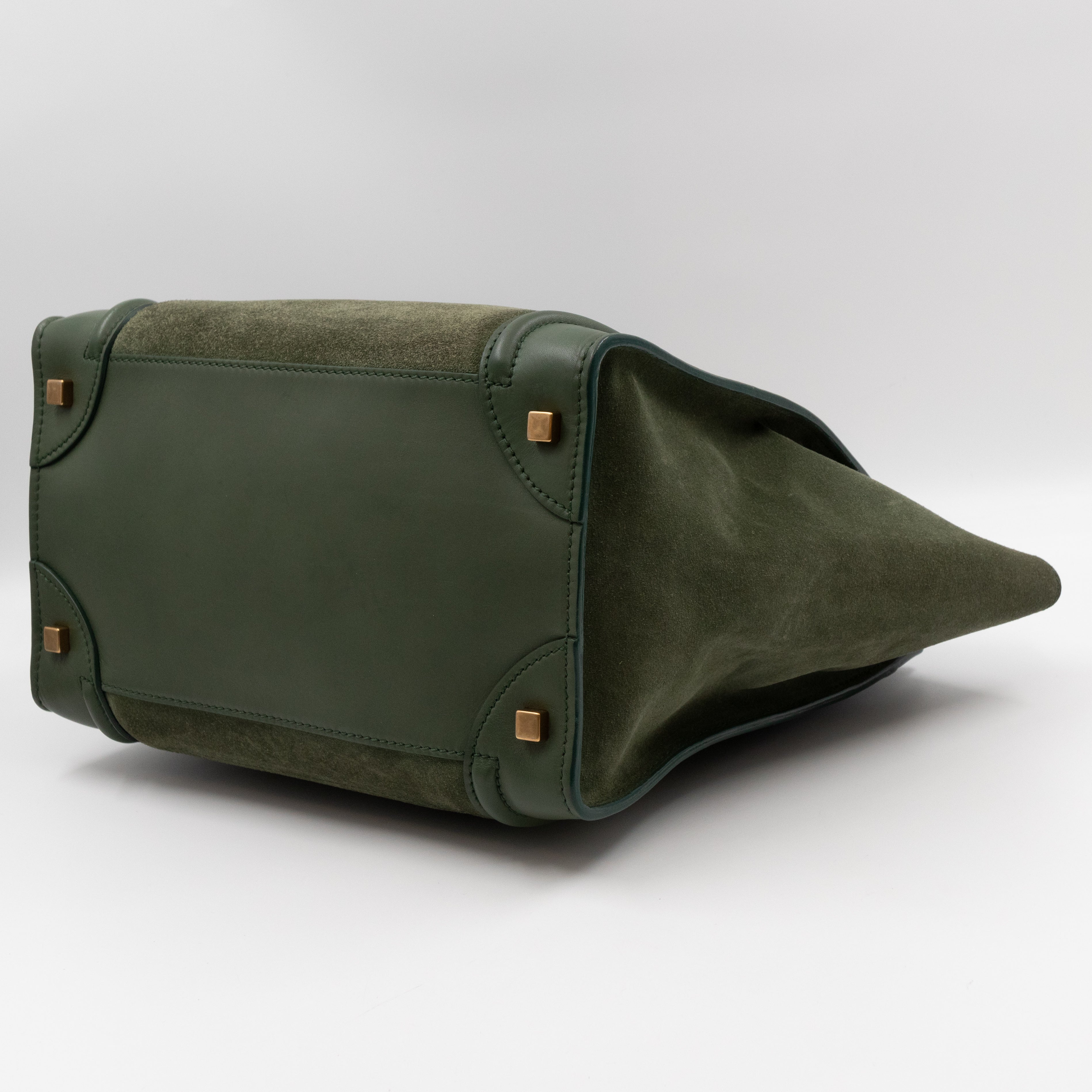 Mini Luggage Green Suede Leather