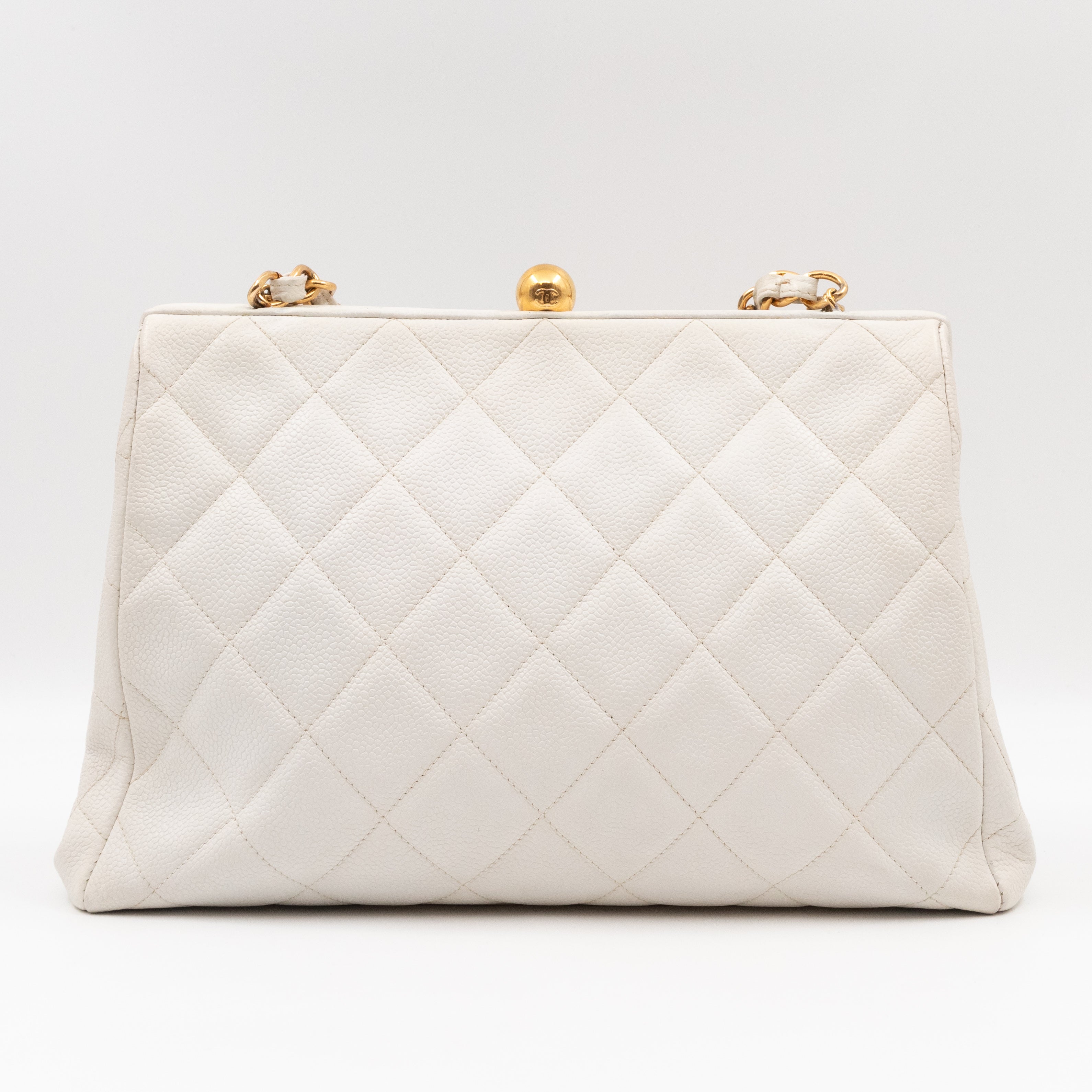 Vintage Frame Bag White Caviar Leather