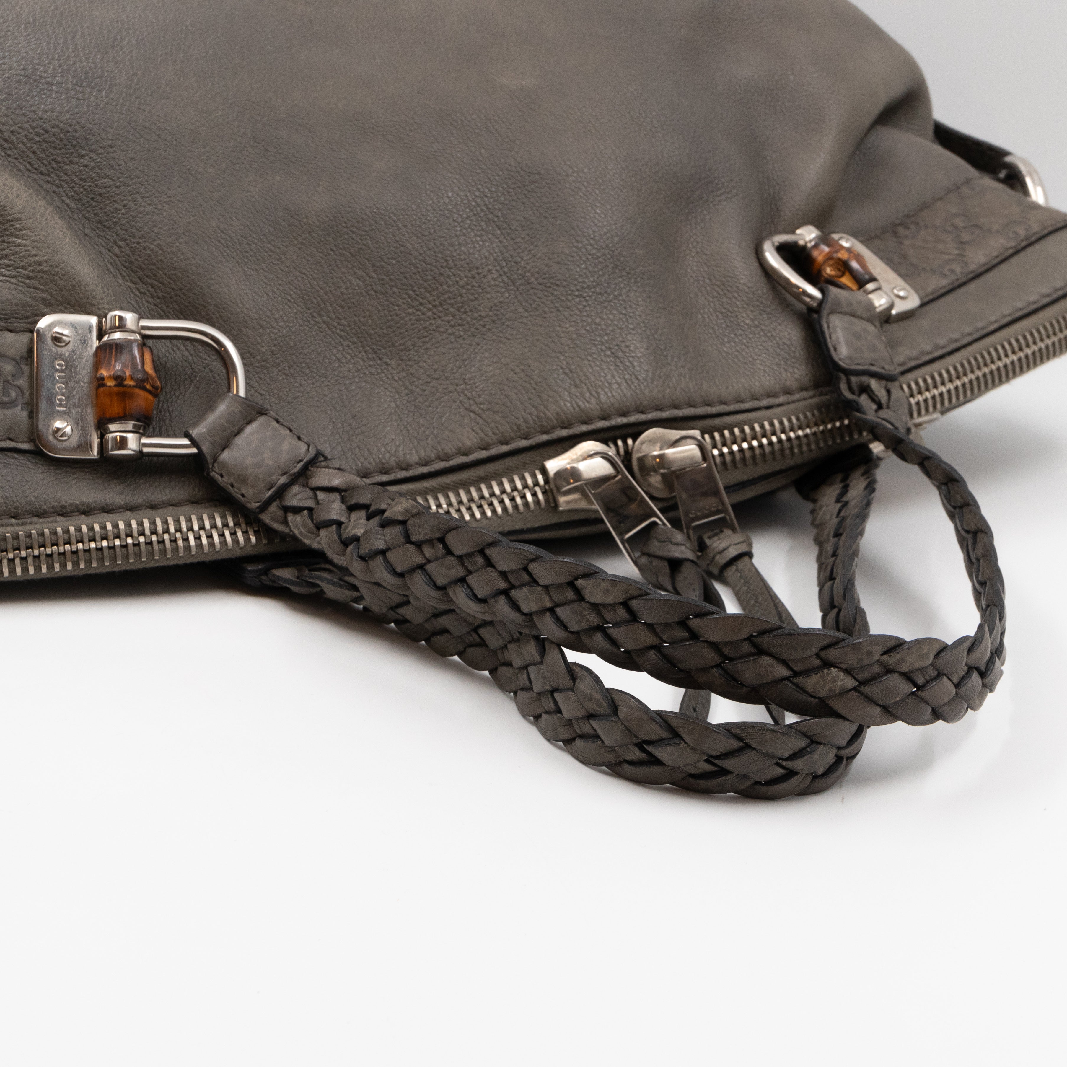 Bamboo Bar Shoulder Bag Grey Leather