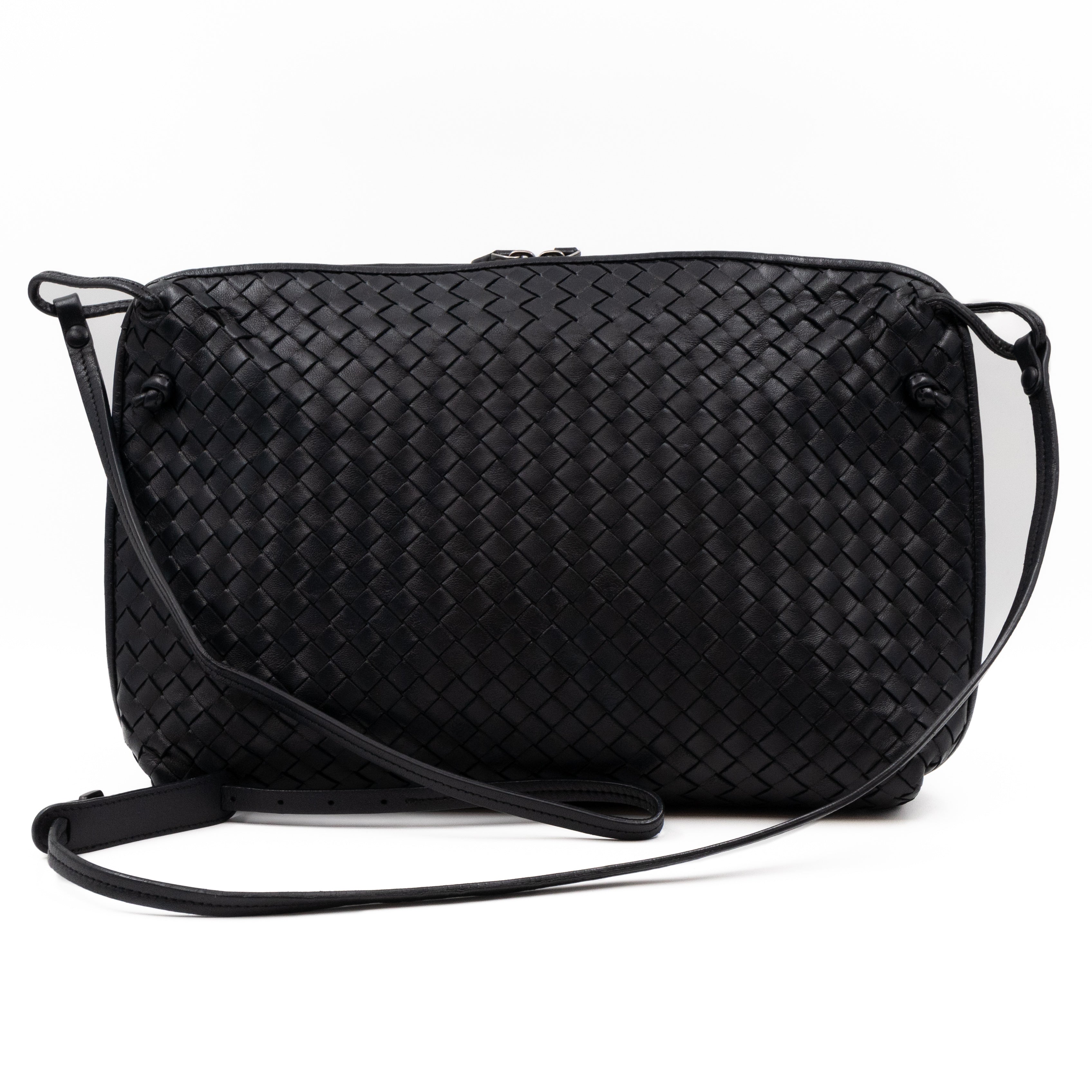 Large Nodini Messenger Intrecciato Black