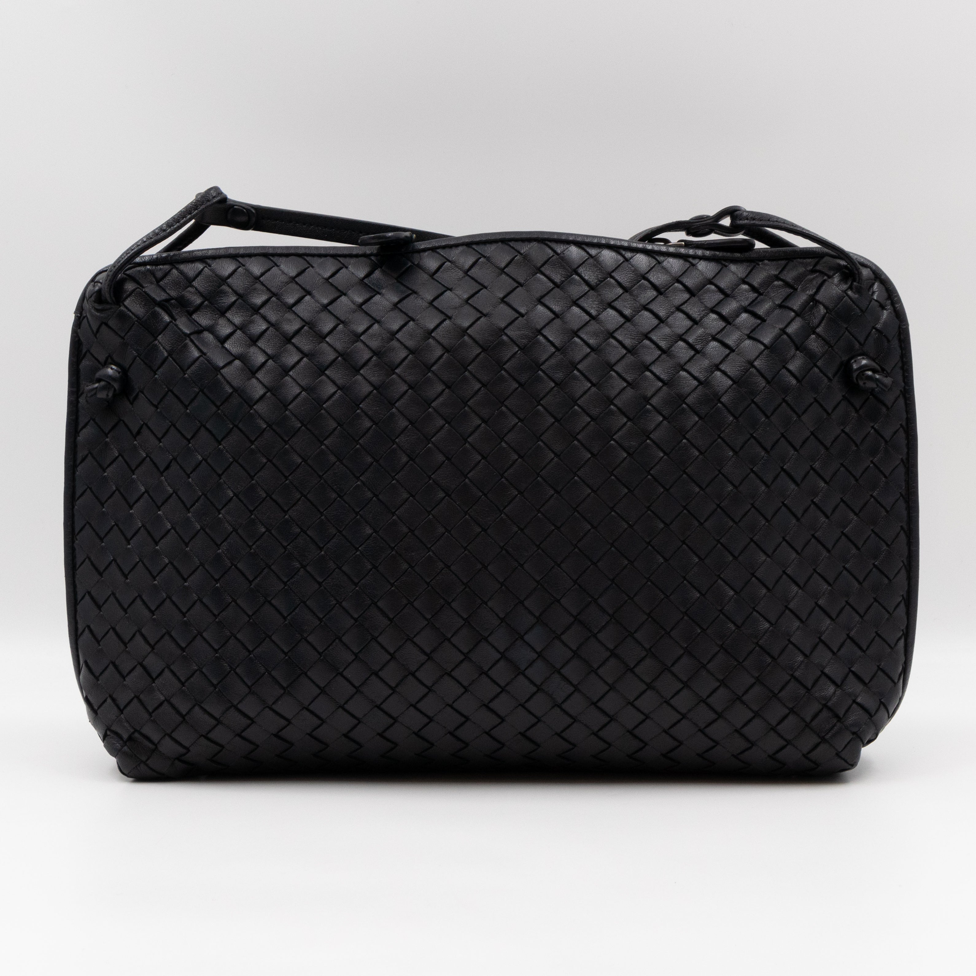 Large Nodini Messenger Intrecciato Black