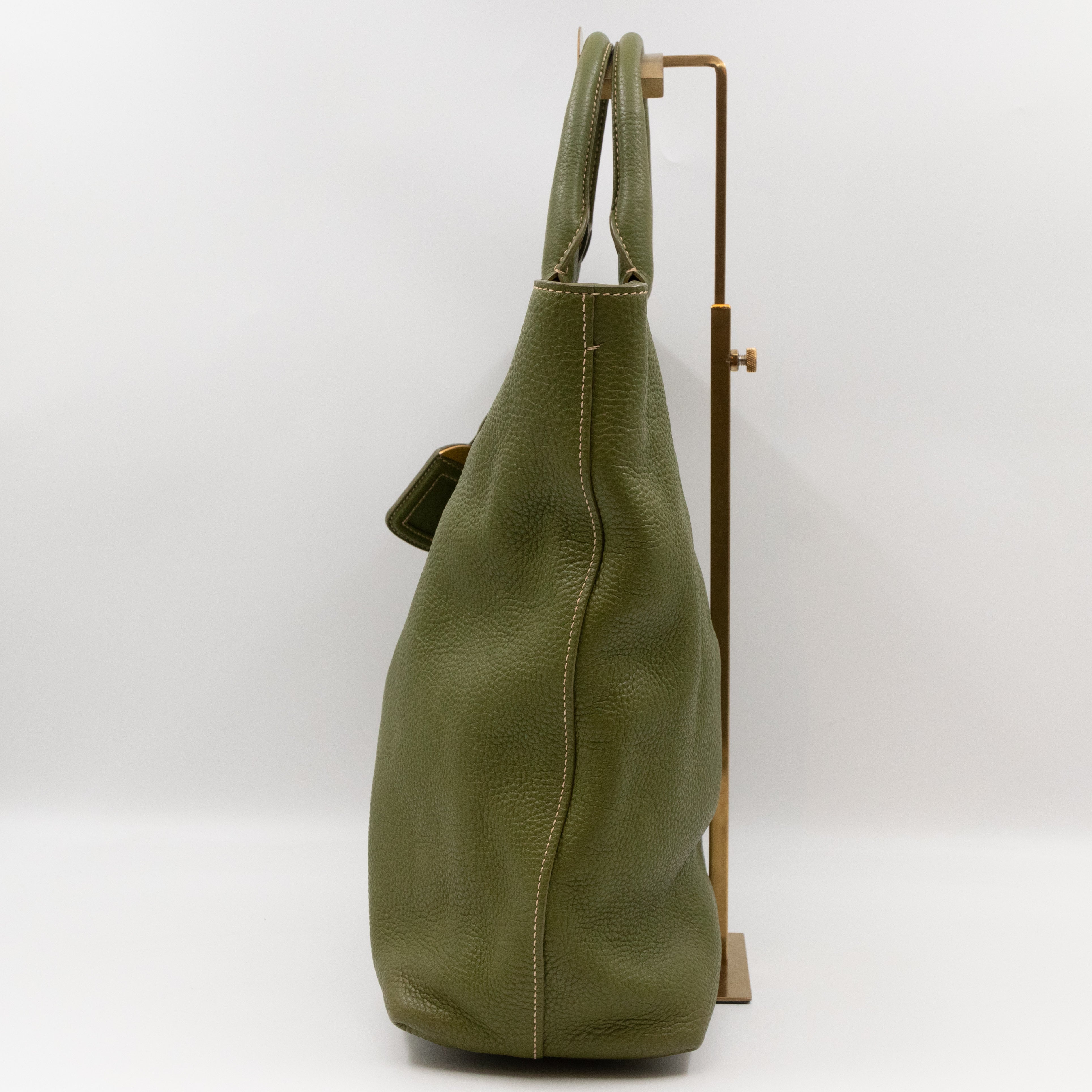 Shopping Tote Green Leather