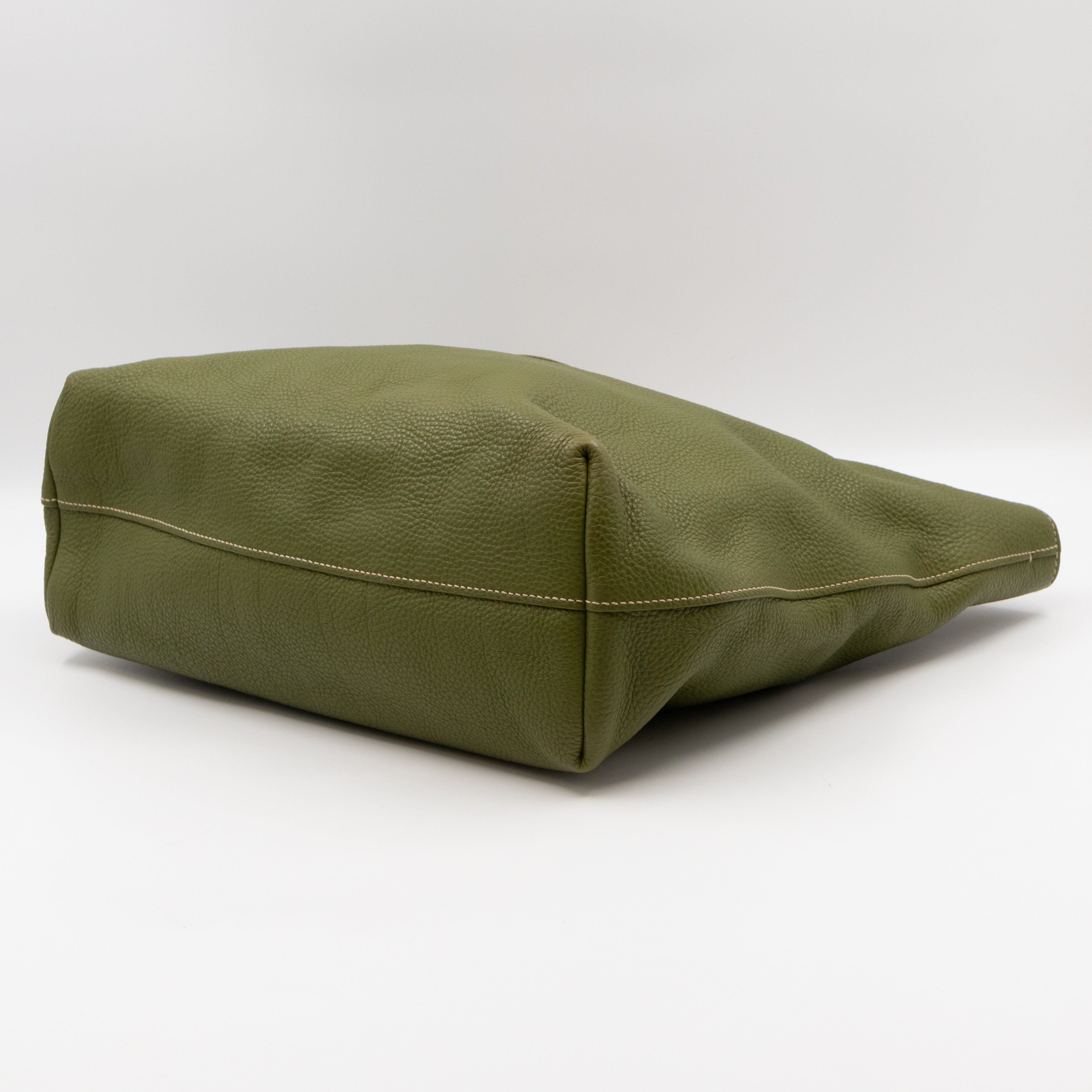 Shopping Tote Green Leather