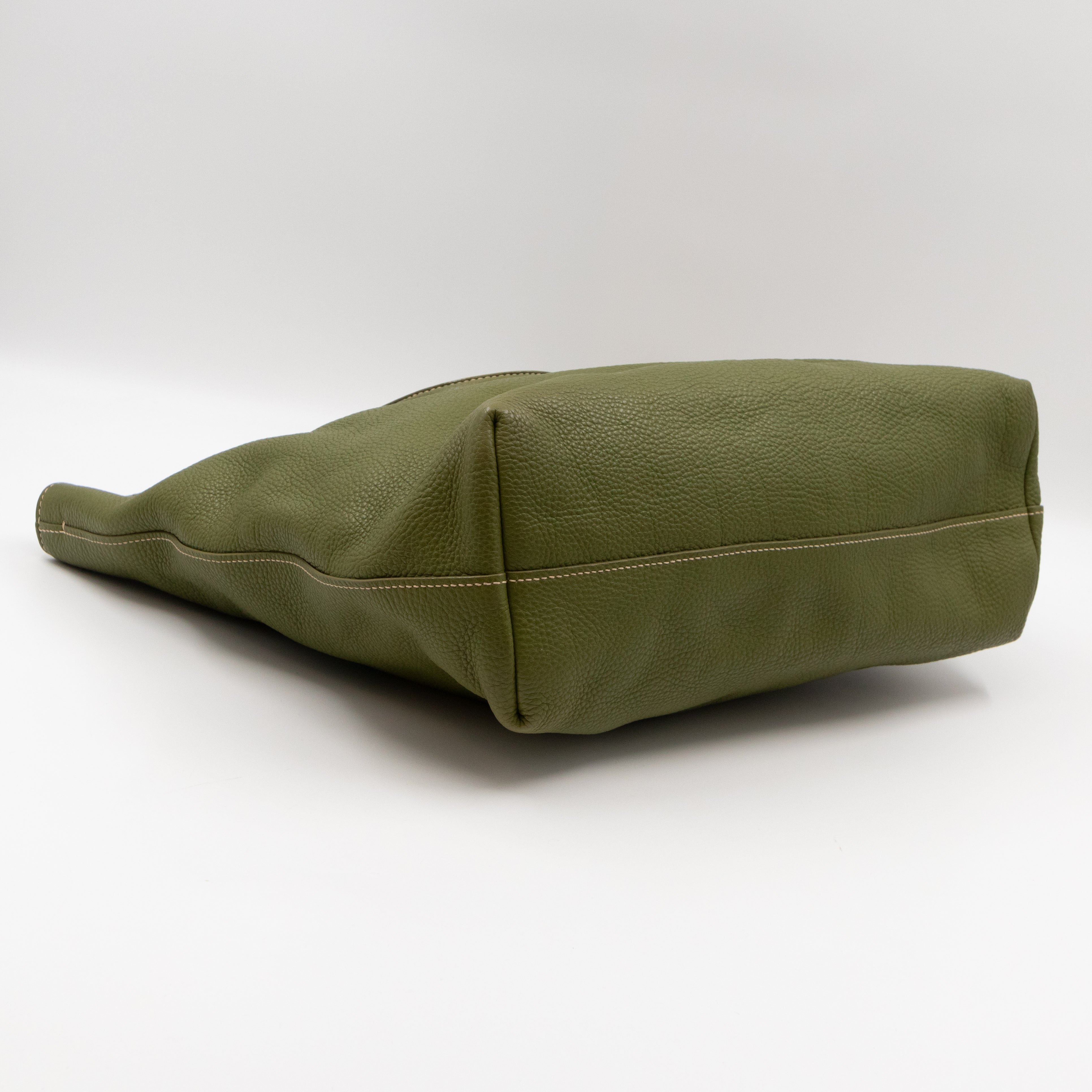Shopping Tote Green Leather