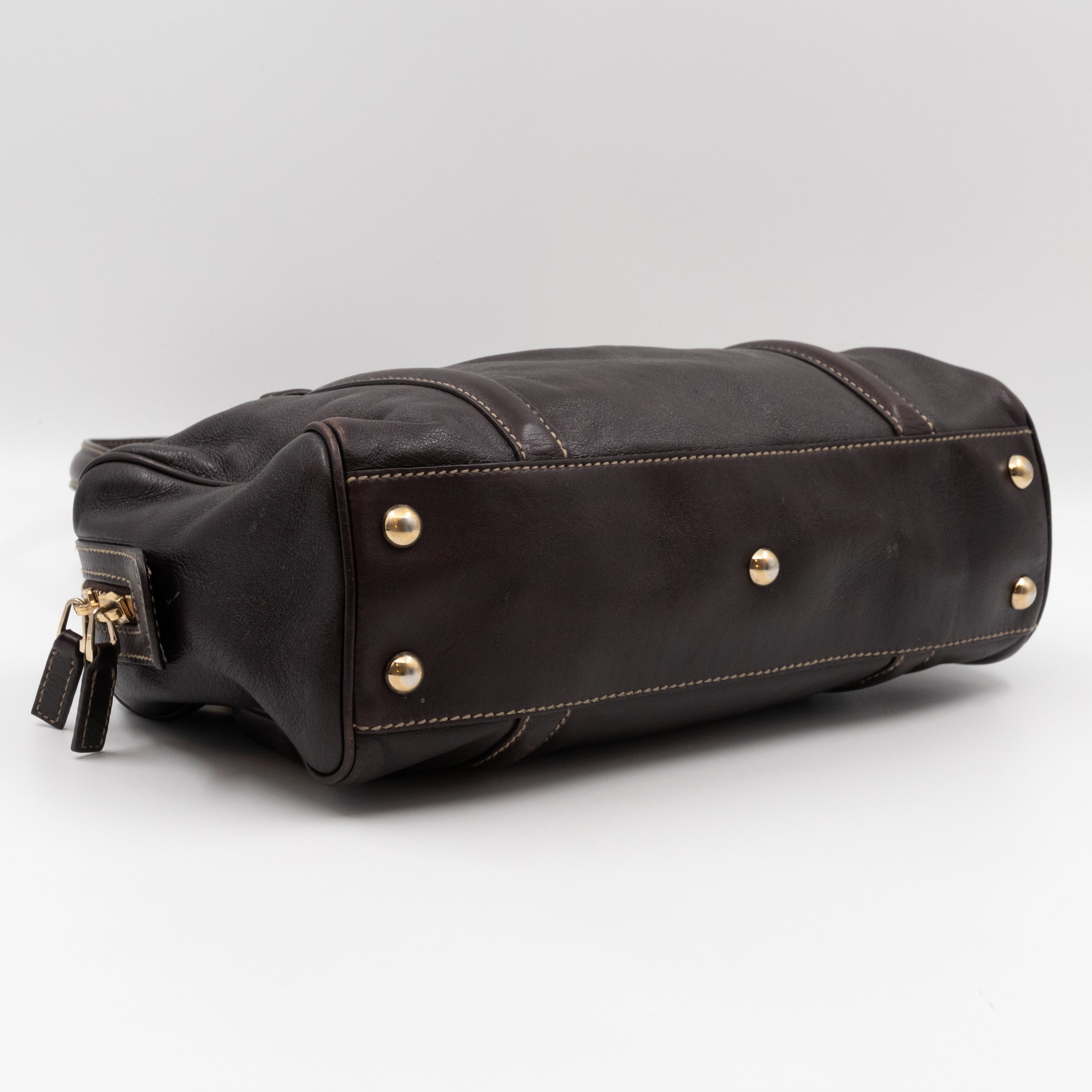 Britt Web Boston Bag Brown Leather