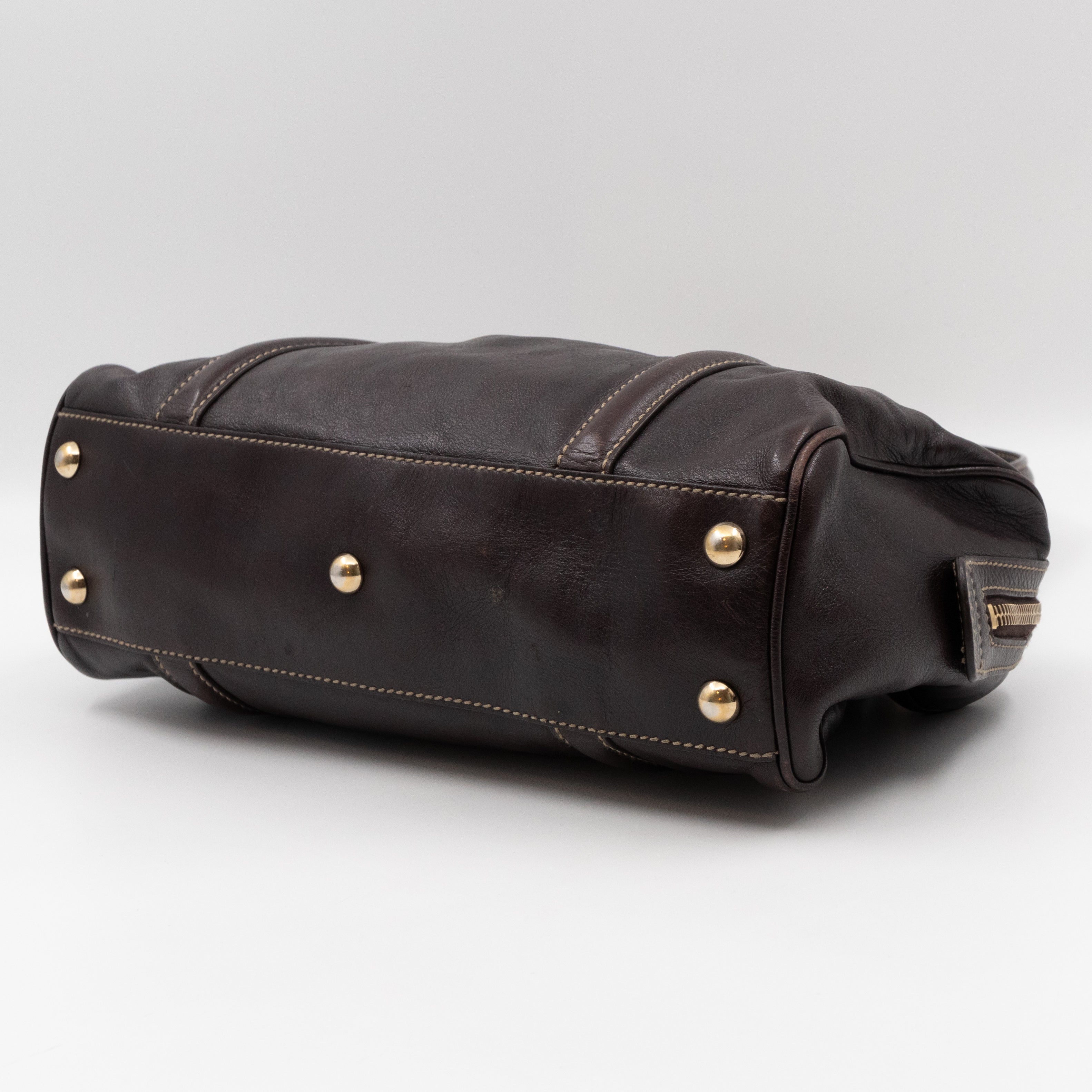 Britt Web Boston Bag Brown Leather