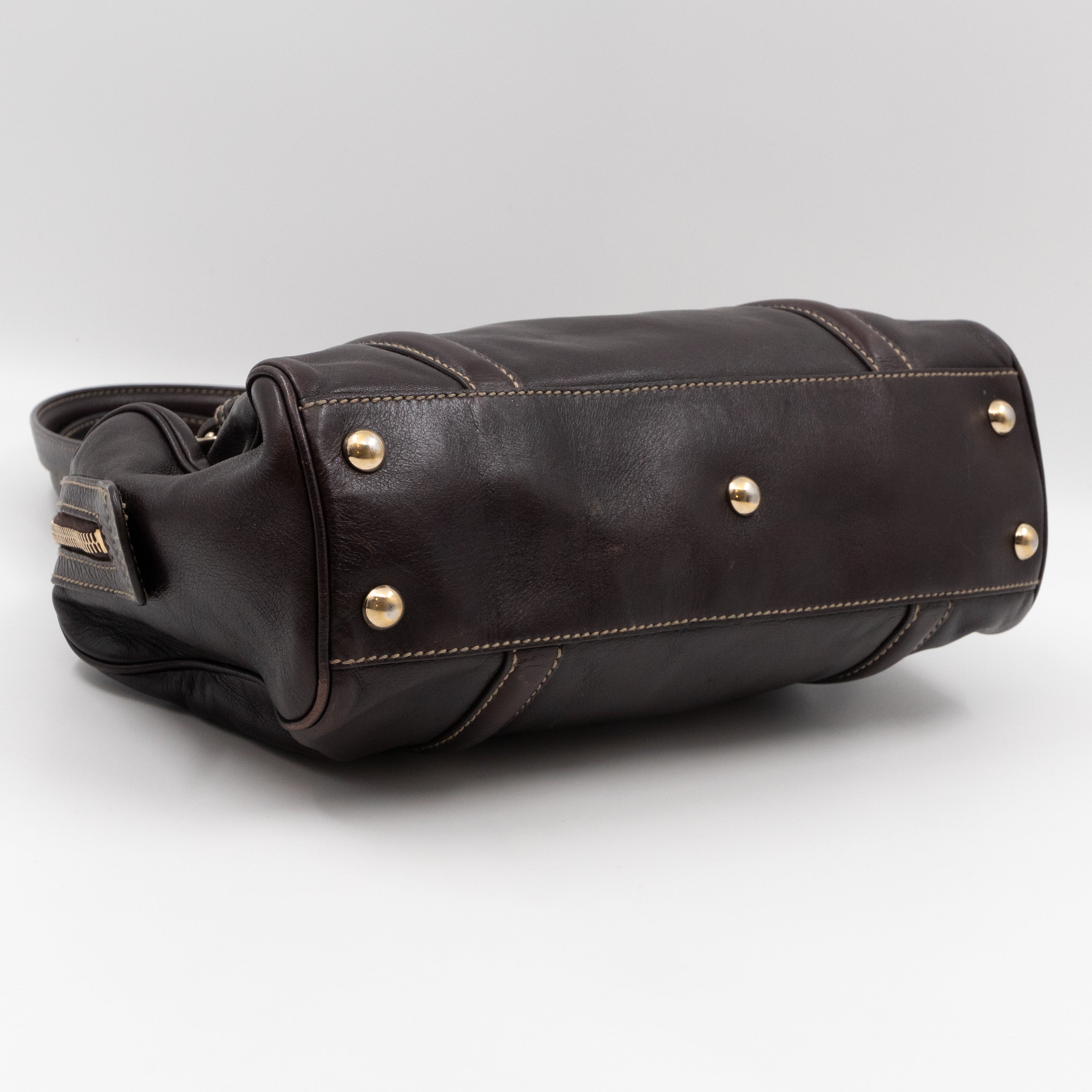 Britt Web Boston Bag Brown Leather