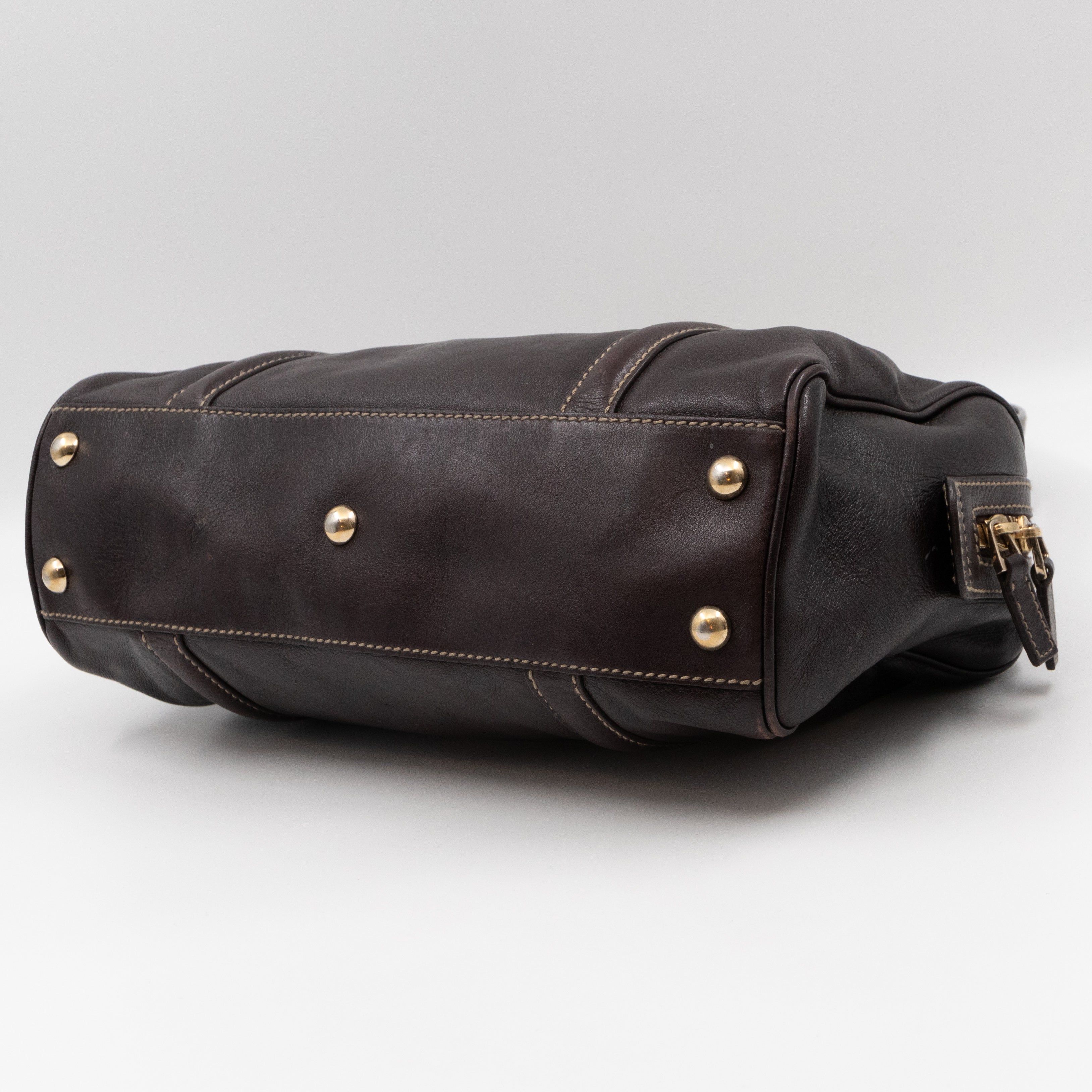 Britt Web Boston Bag Brown Leather