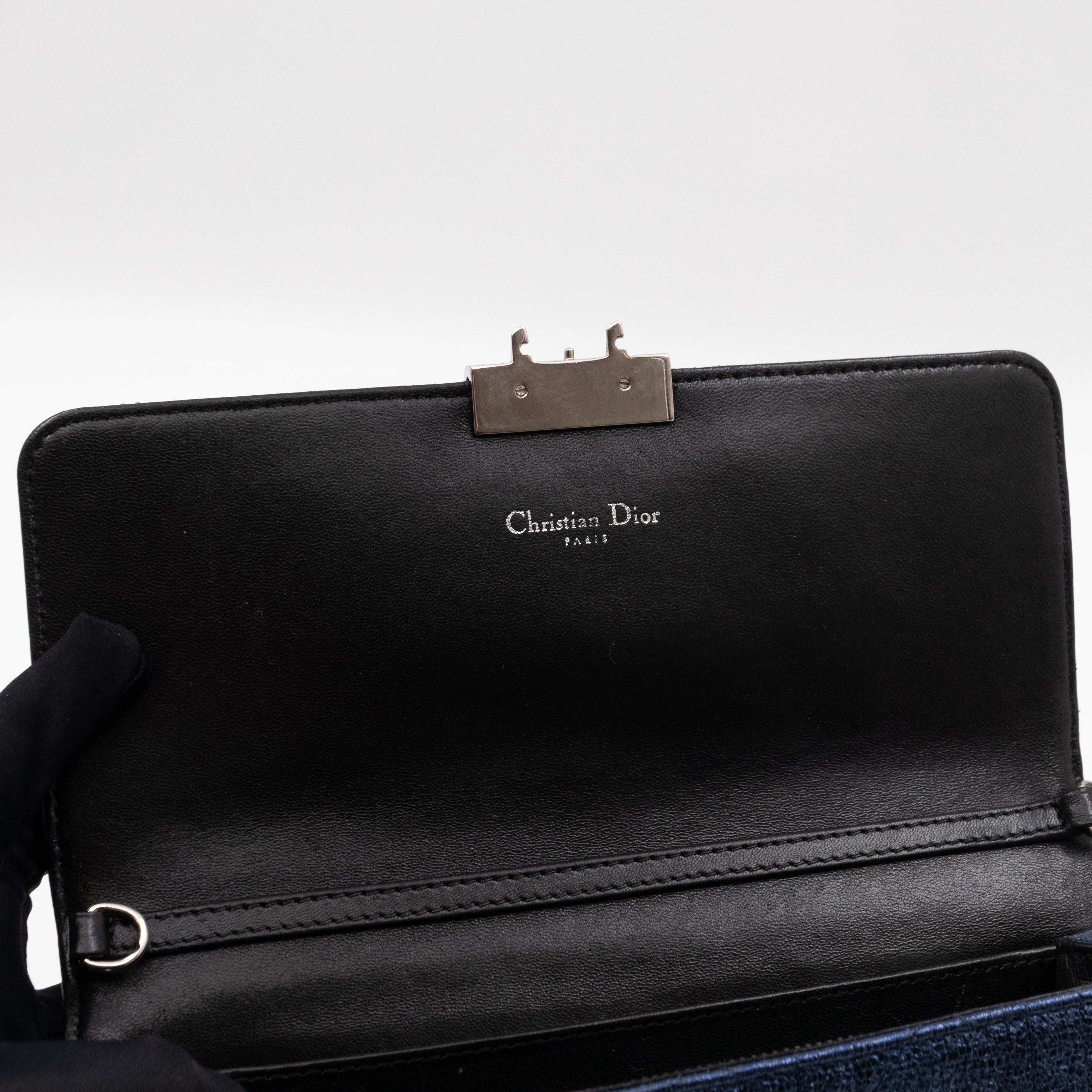 Miss Dior Promenade Clutch Metallic Blue Leather