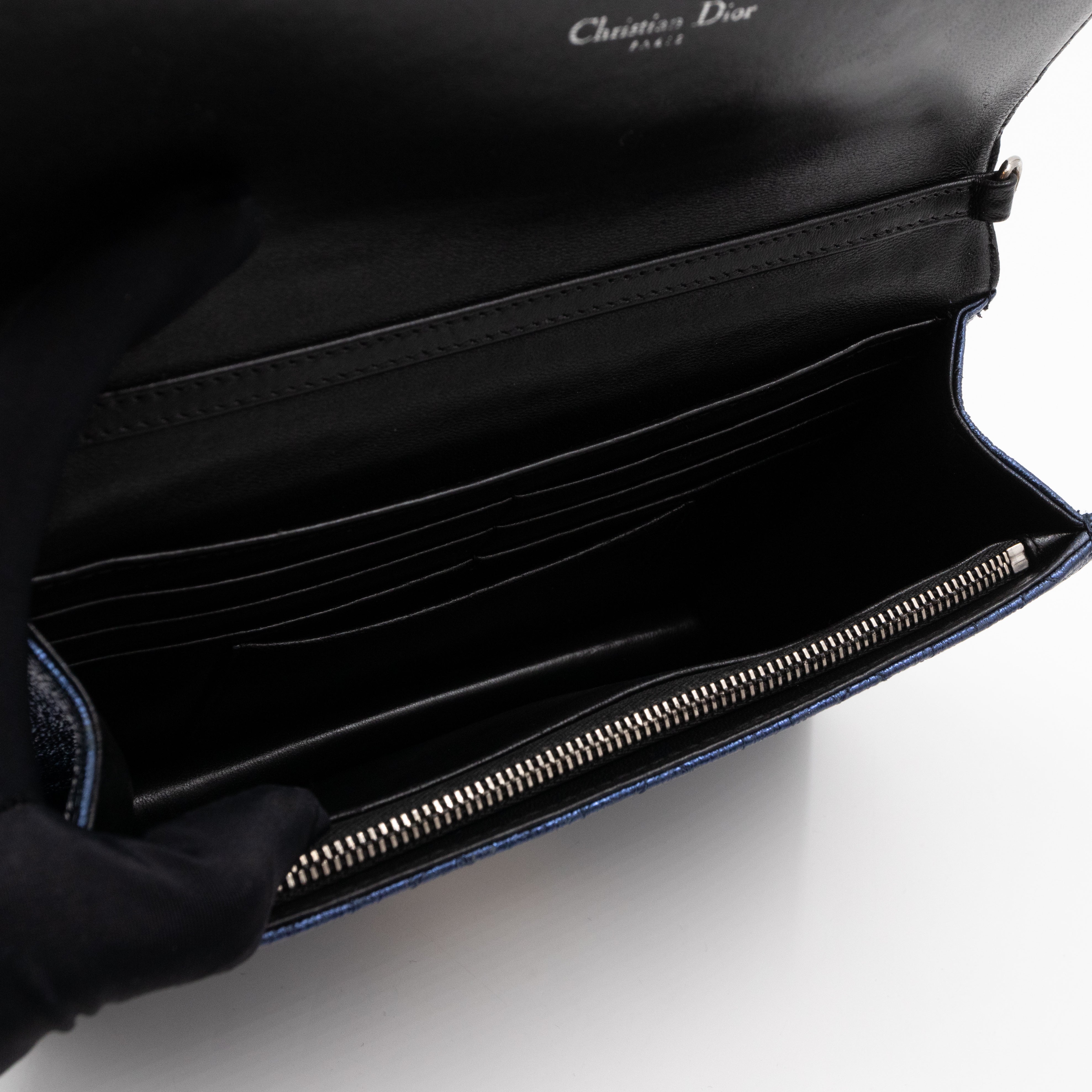 Miss Dior Promenade Clutch Metallic Blue Leather