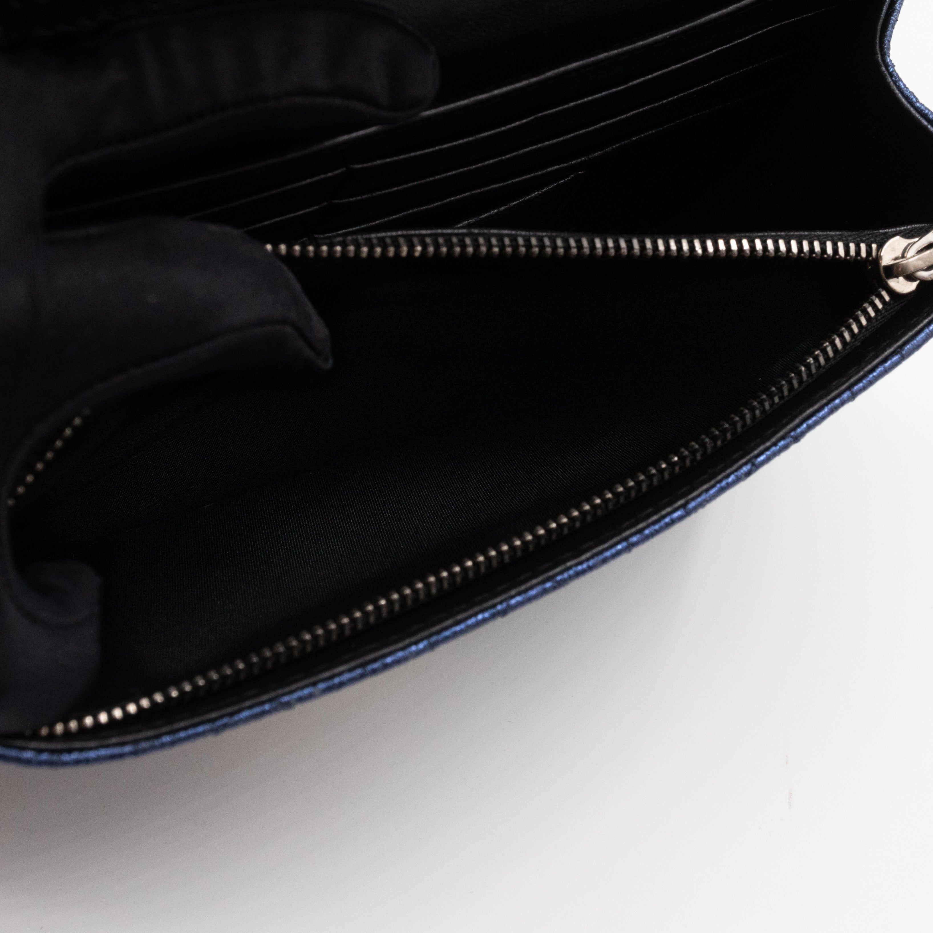 Miss Dior Promenade Clutch Metallic Blue Leather