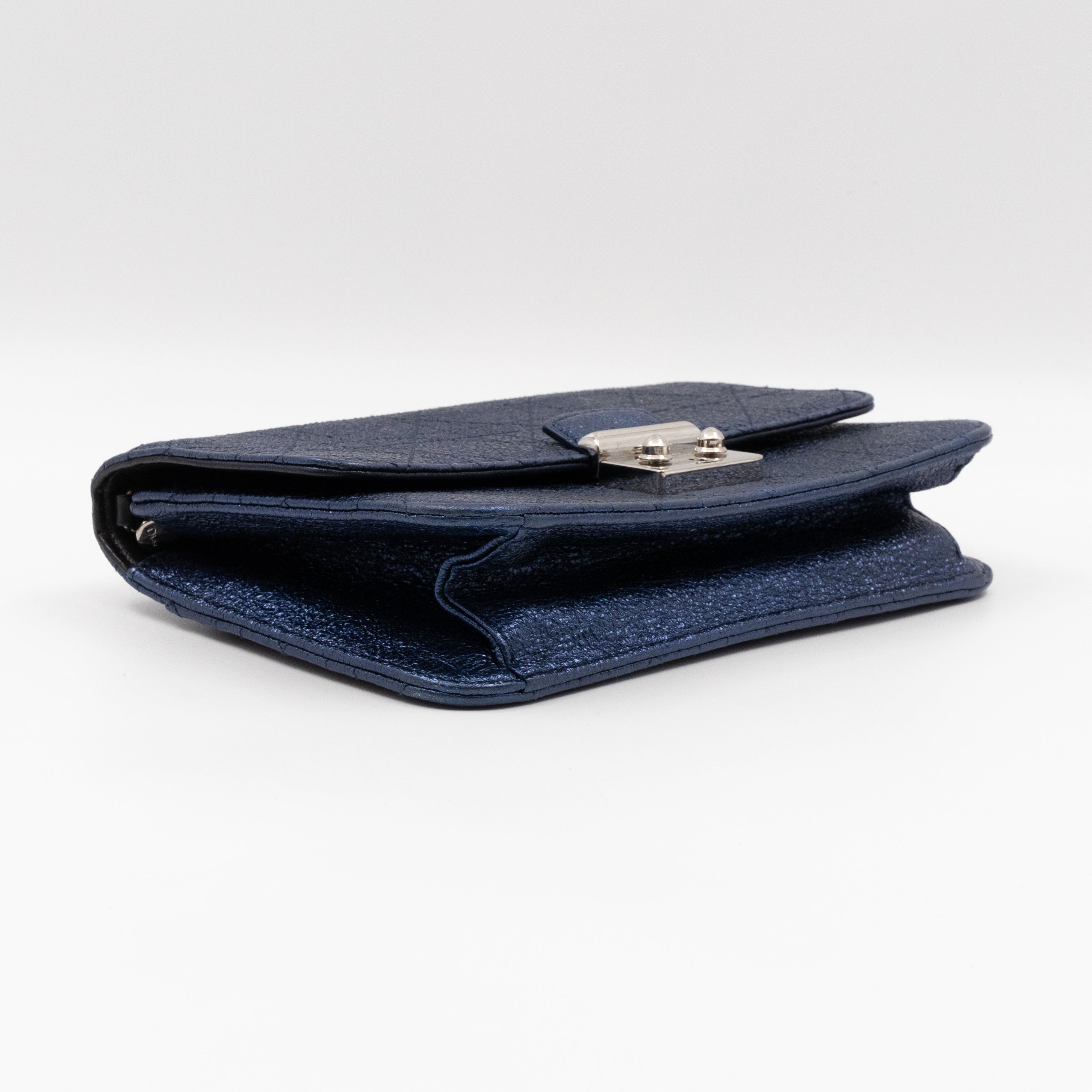 Miss Dior Promenade Clutch Metallic Blue Leather