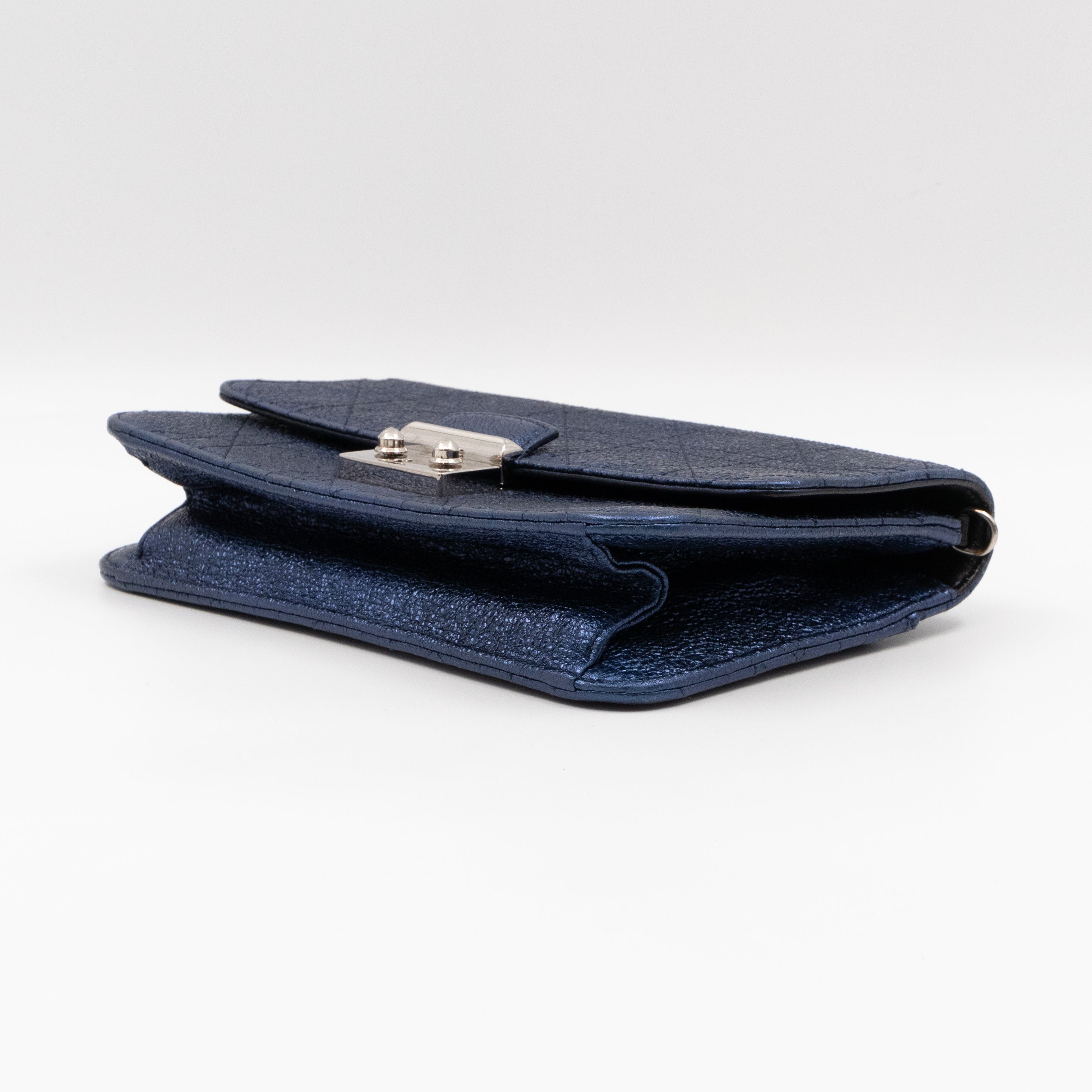 Miss Dior Promenade Clutch Metallic Blue Leather