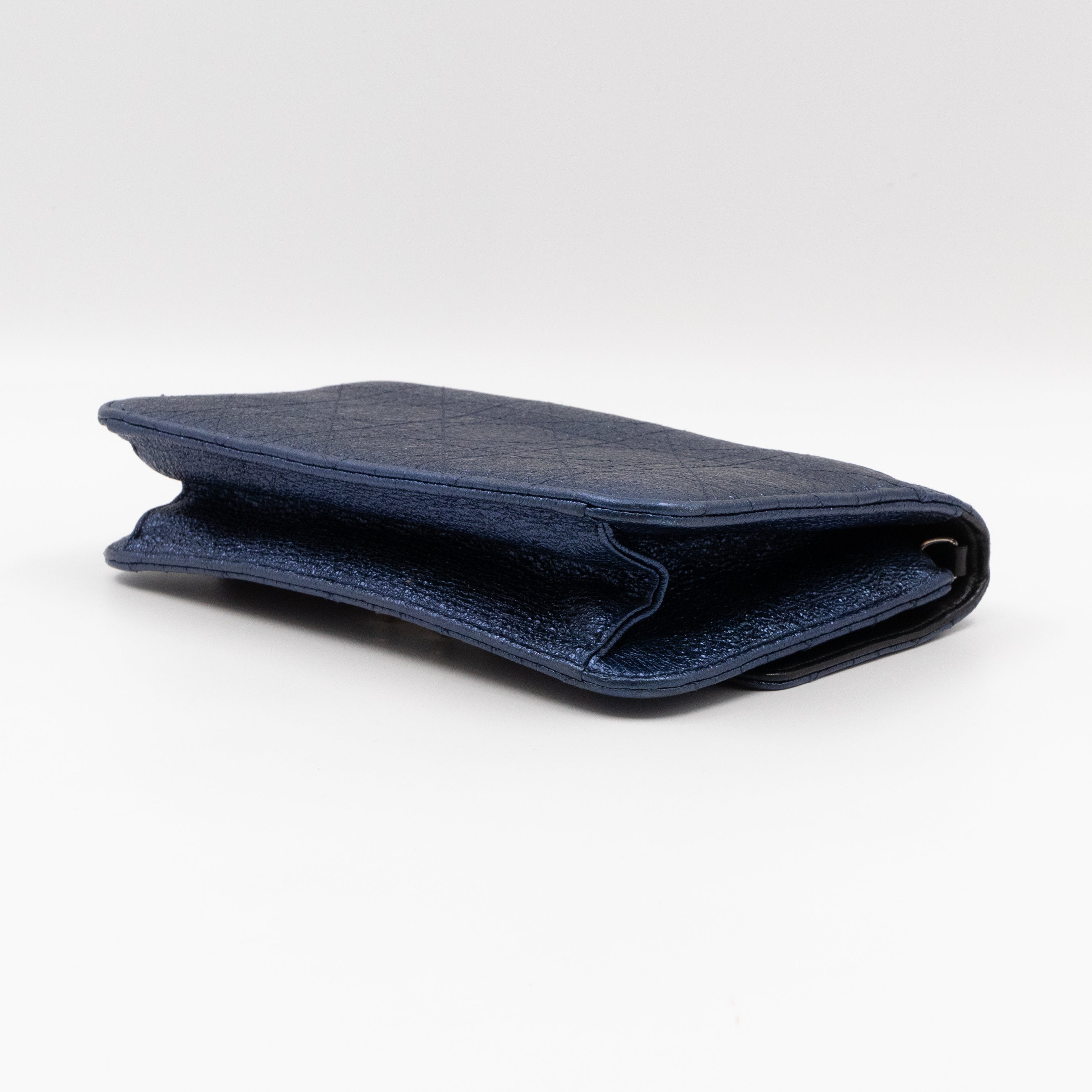 Miss Dior Promenade Clutch Metallic Blue Leather