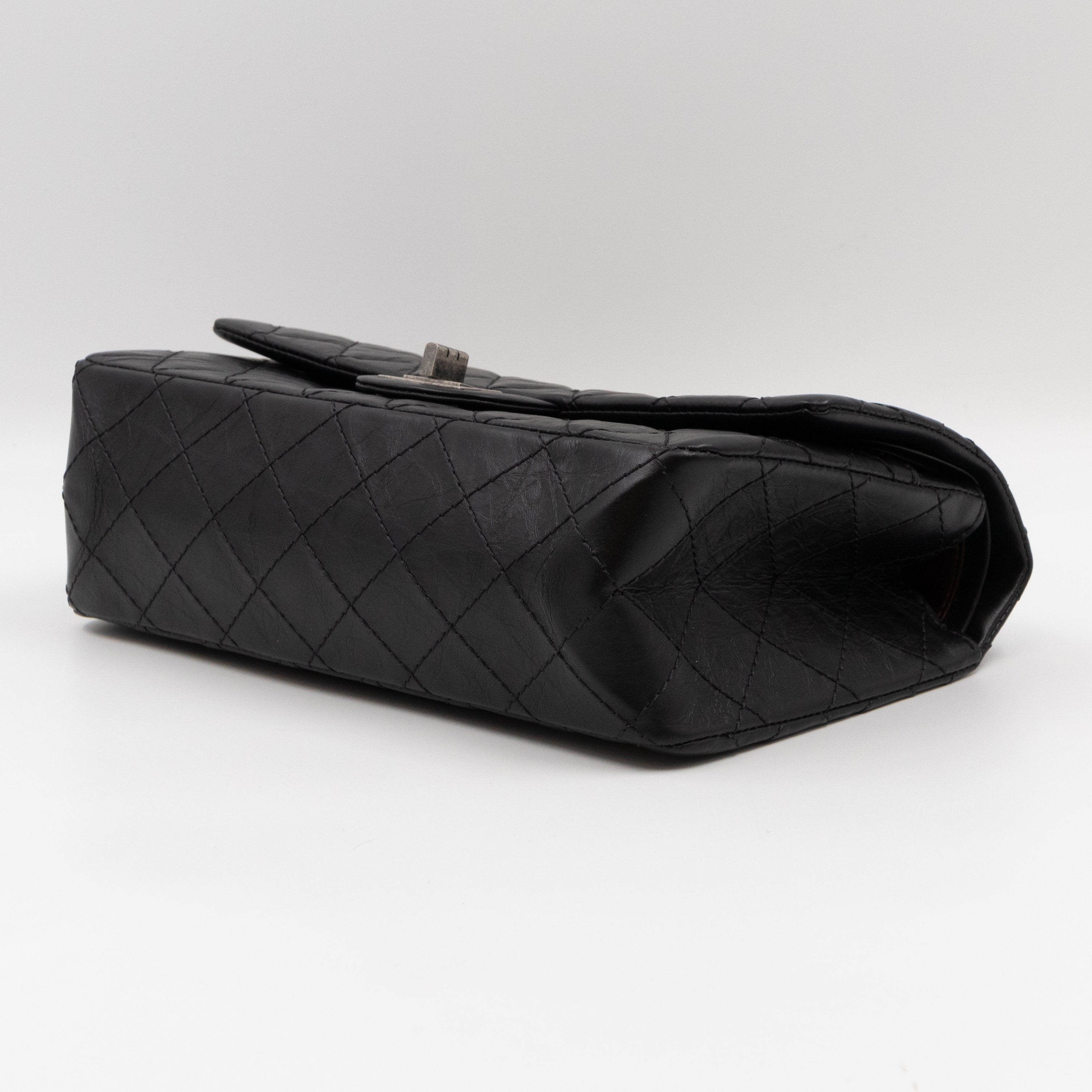 2.55 Reissue 225 Medium Black Aged Calfskin Leather