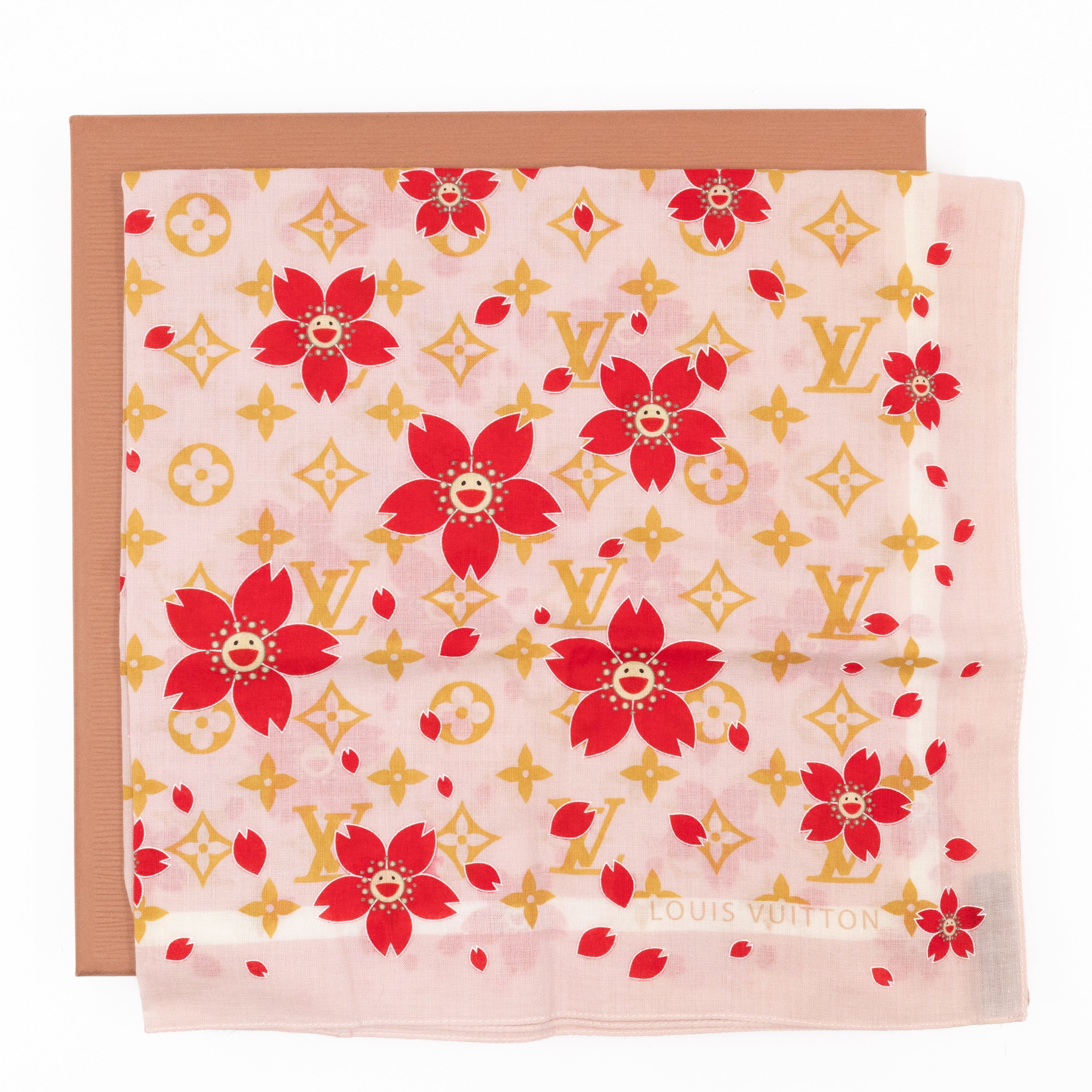 Cherry Blossom Cotton Monogram Pink Scarf