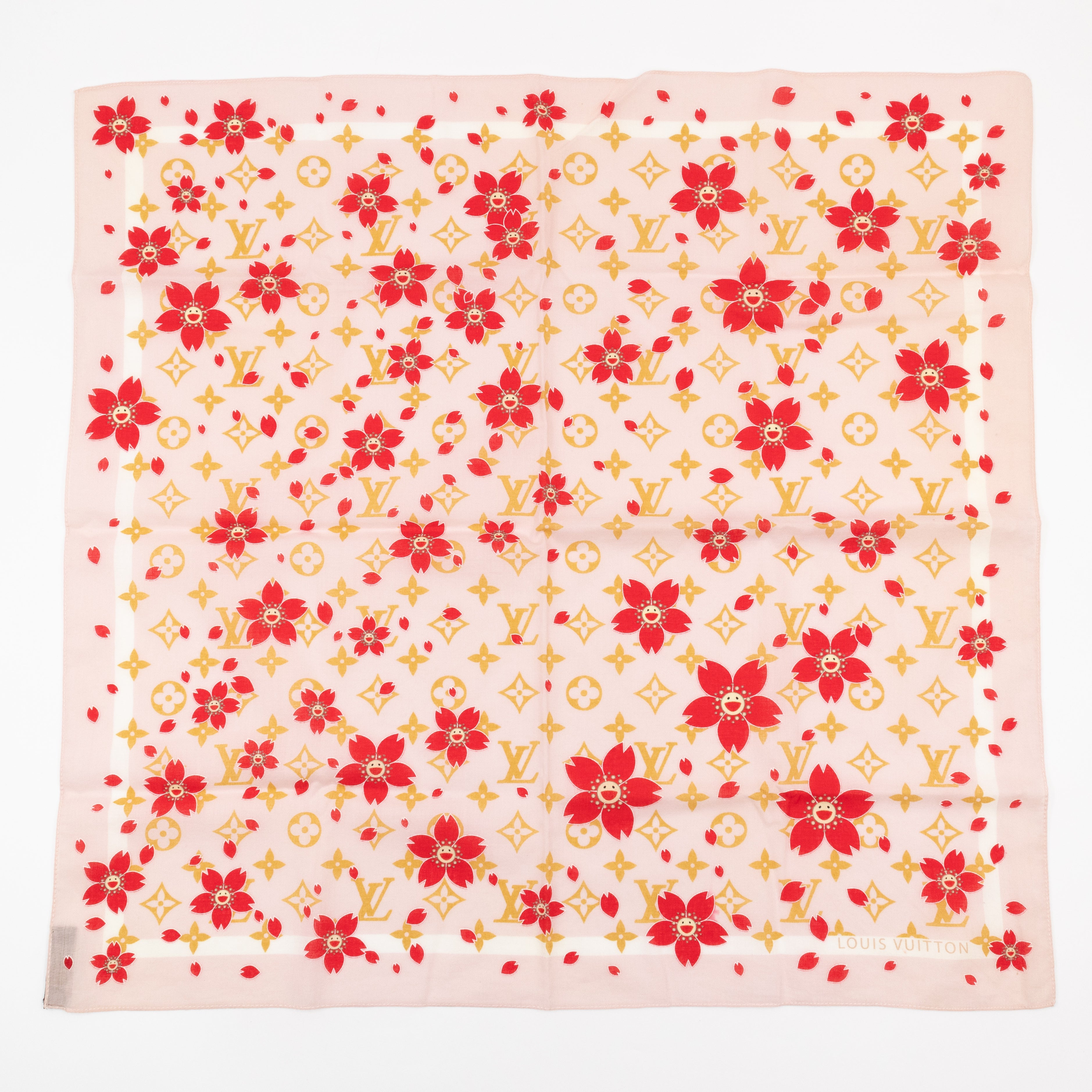 Cherry Blossom Cotton Monogram Pink Scarf