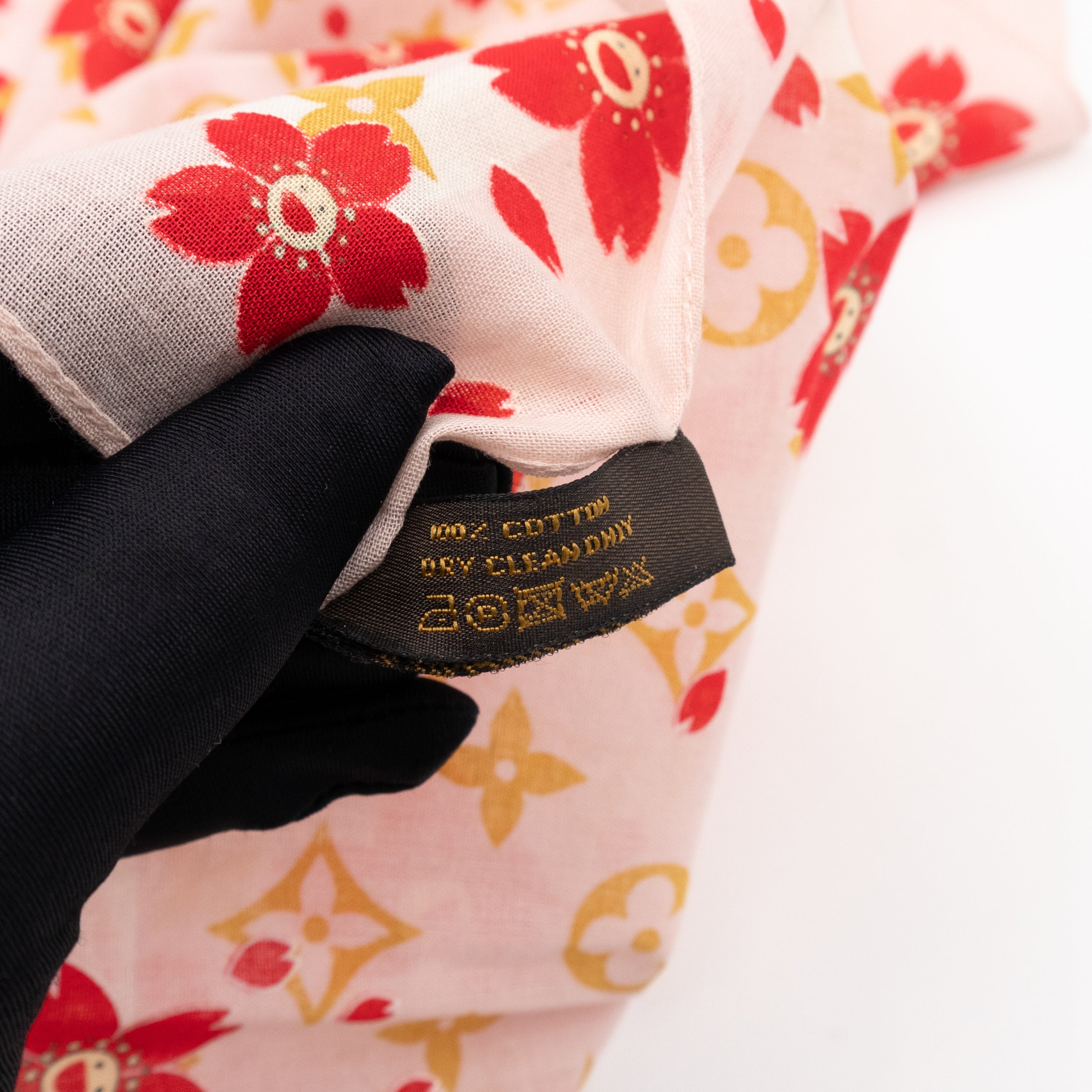 Cherry Blossom Cotton Monogram Pink Scarf