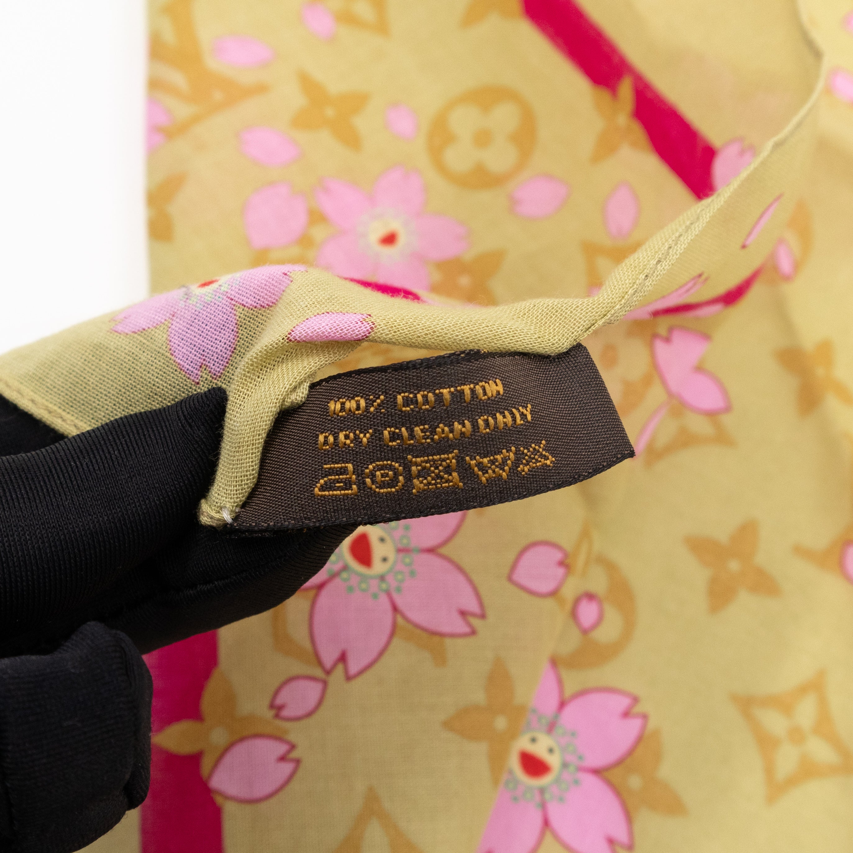 Cherry Blossom Cotton Monogram Green Scarf