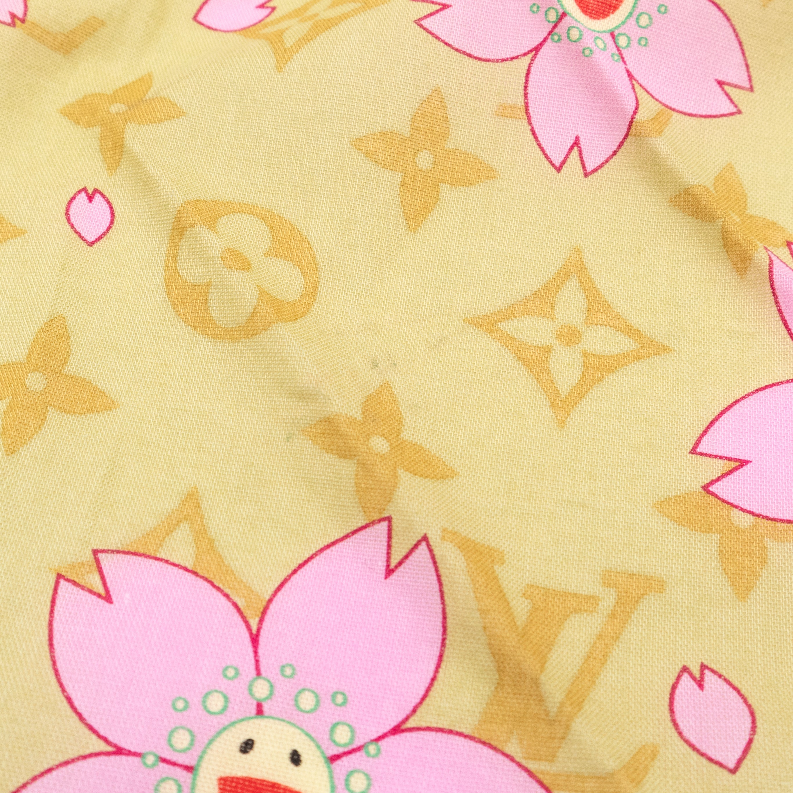 Cherry Blossom Cotton Monogram Green Scarf