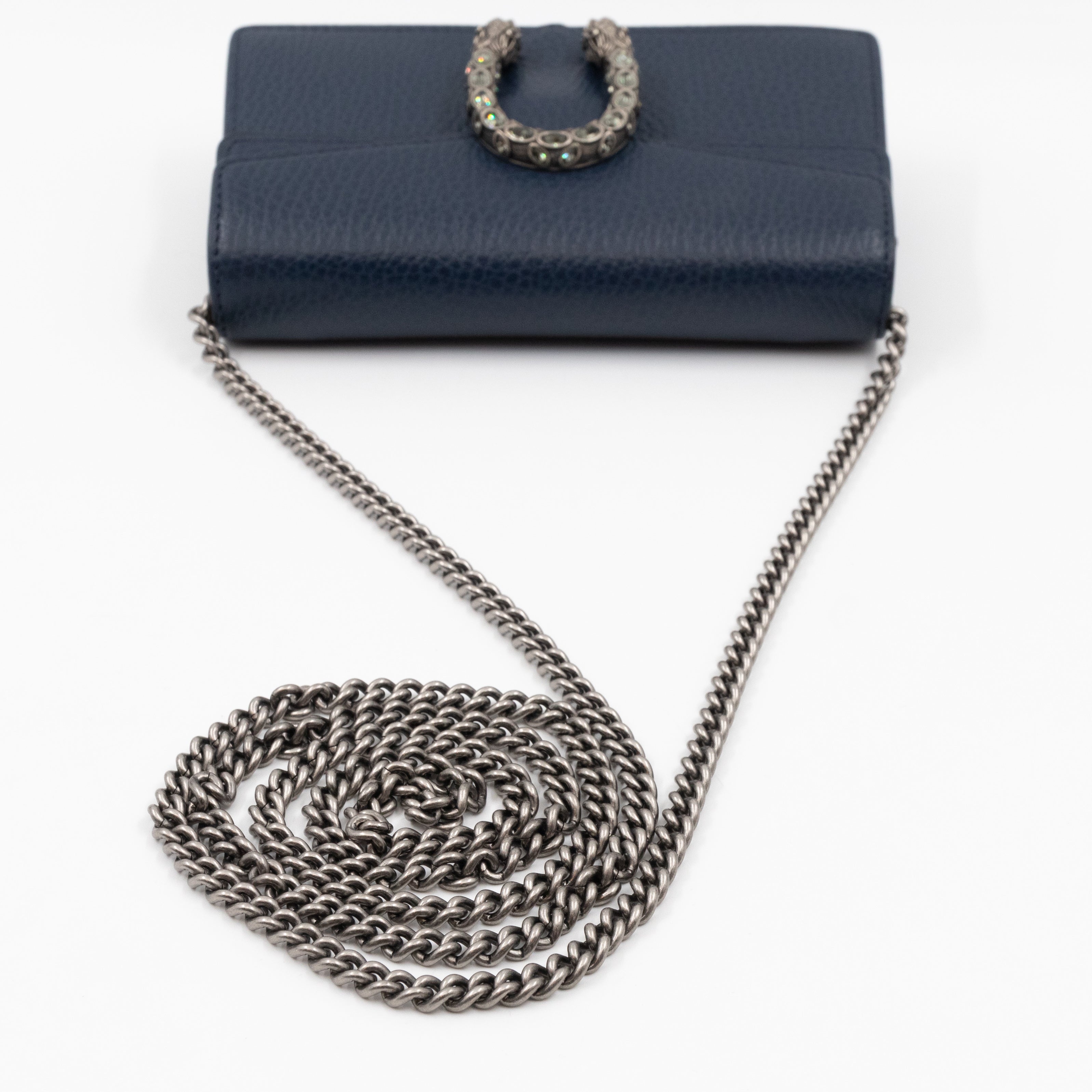 Dionysus Super Mini Dark Blue Leather