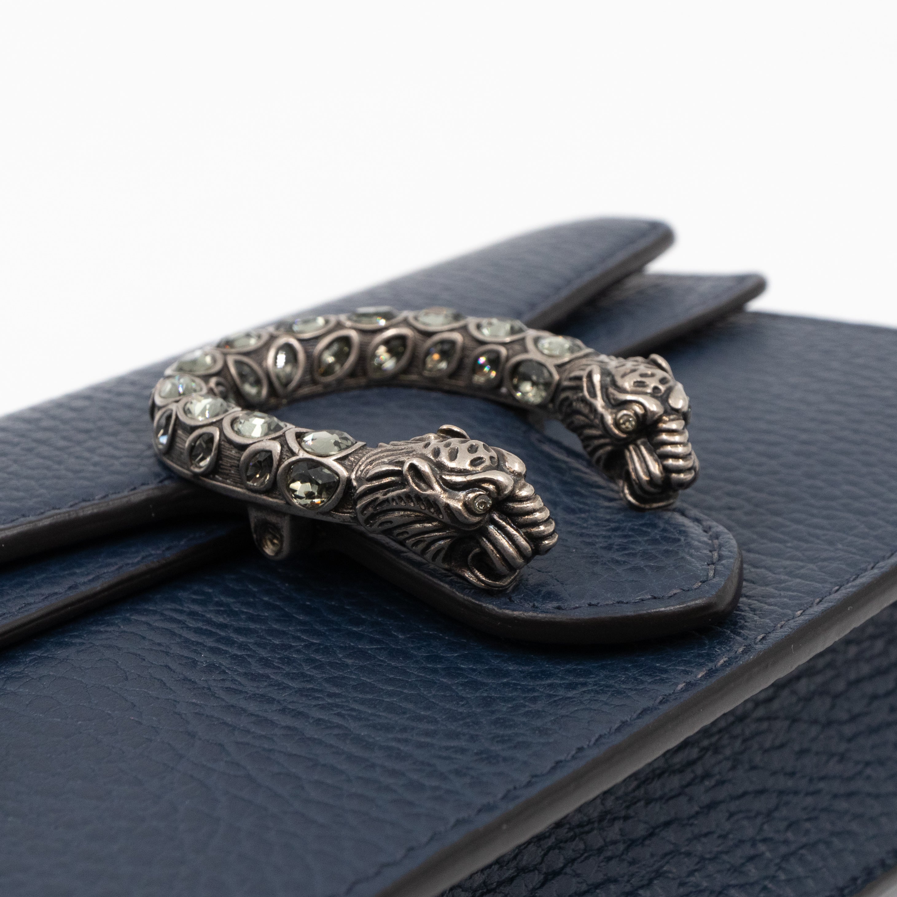 Dionysus Super Mini Dark Blue Leather