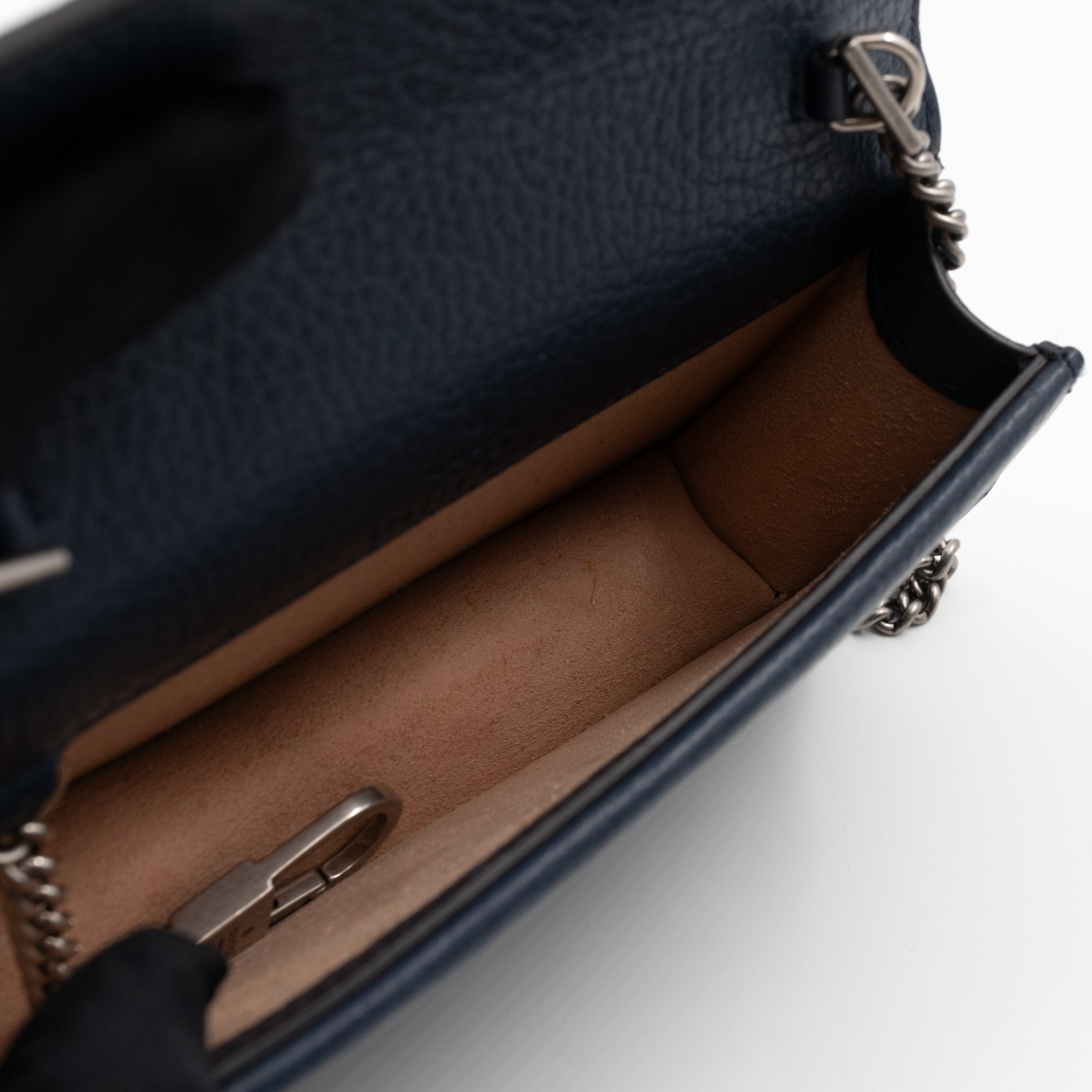 Dionysus Super Mini Dark Blue Leather