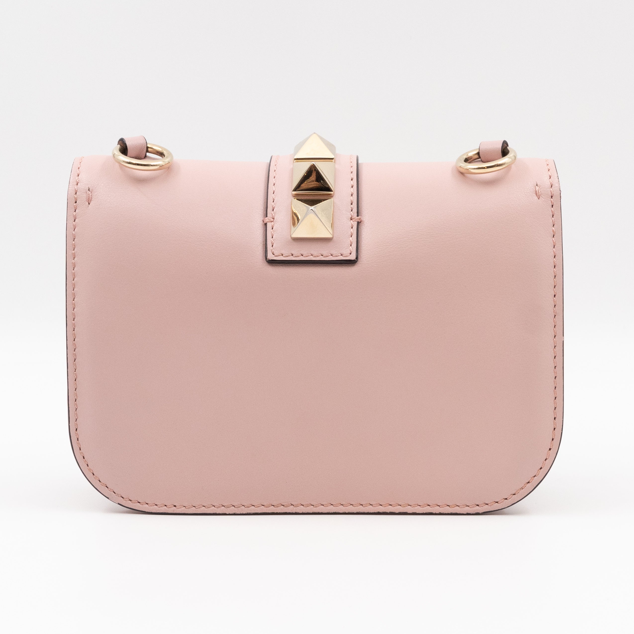 Small Glam Lock Rockstud Flap Bag Light Pink