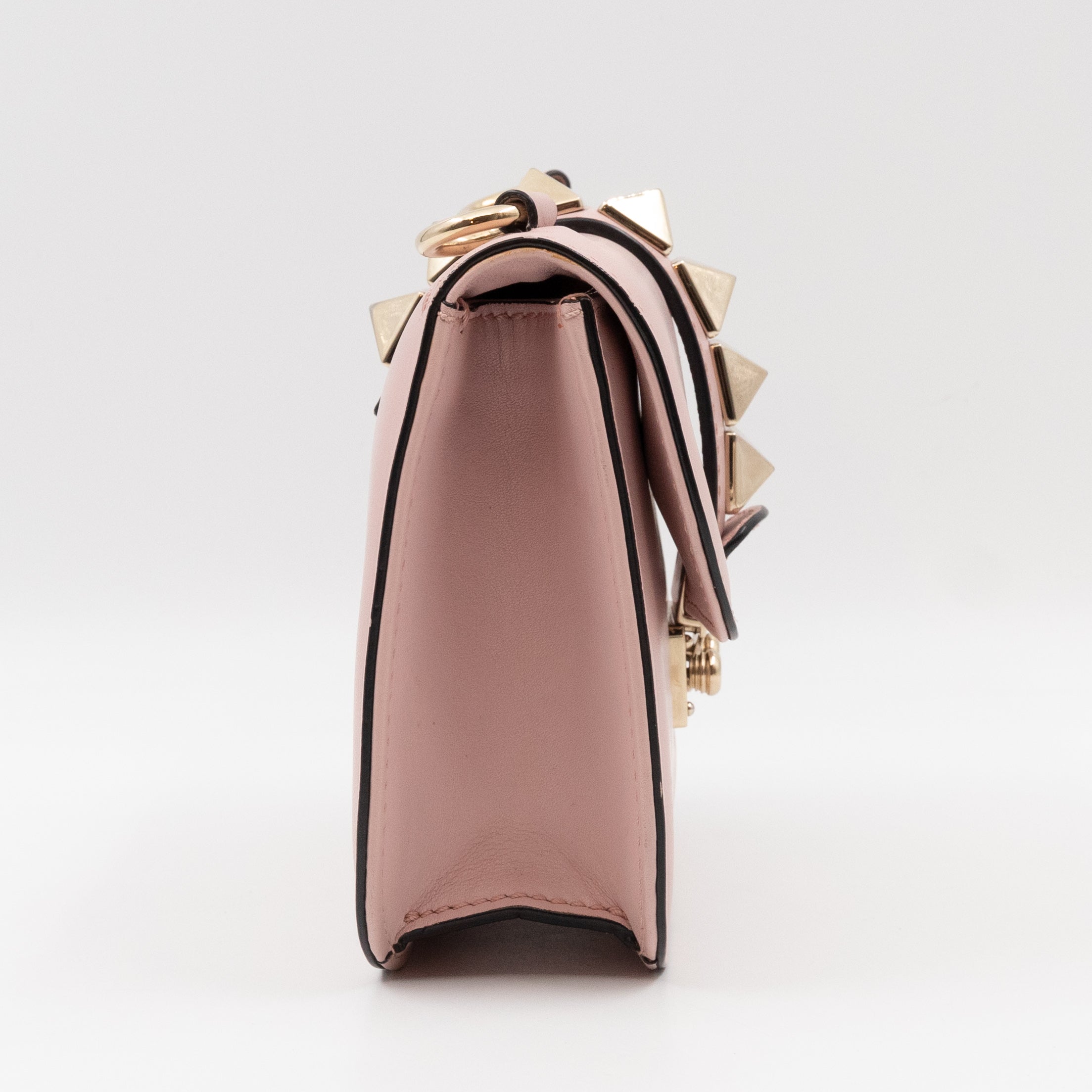Small Glam Lock Rockstud Flap Bag Light Pink