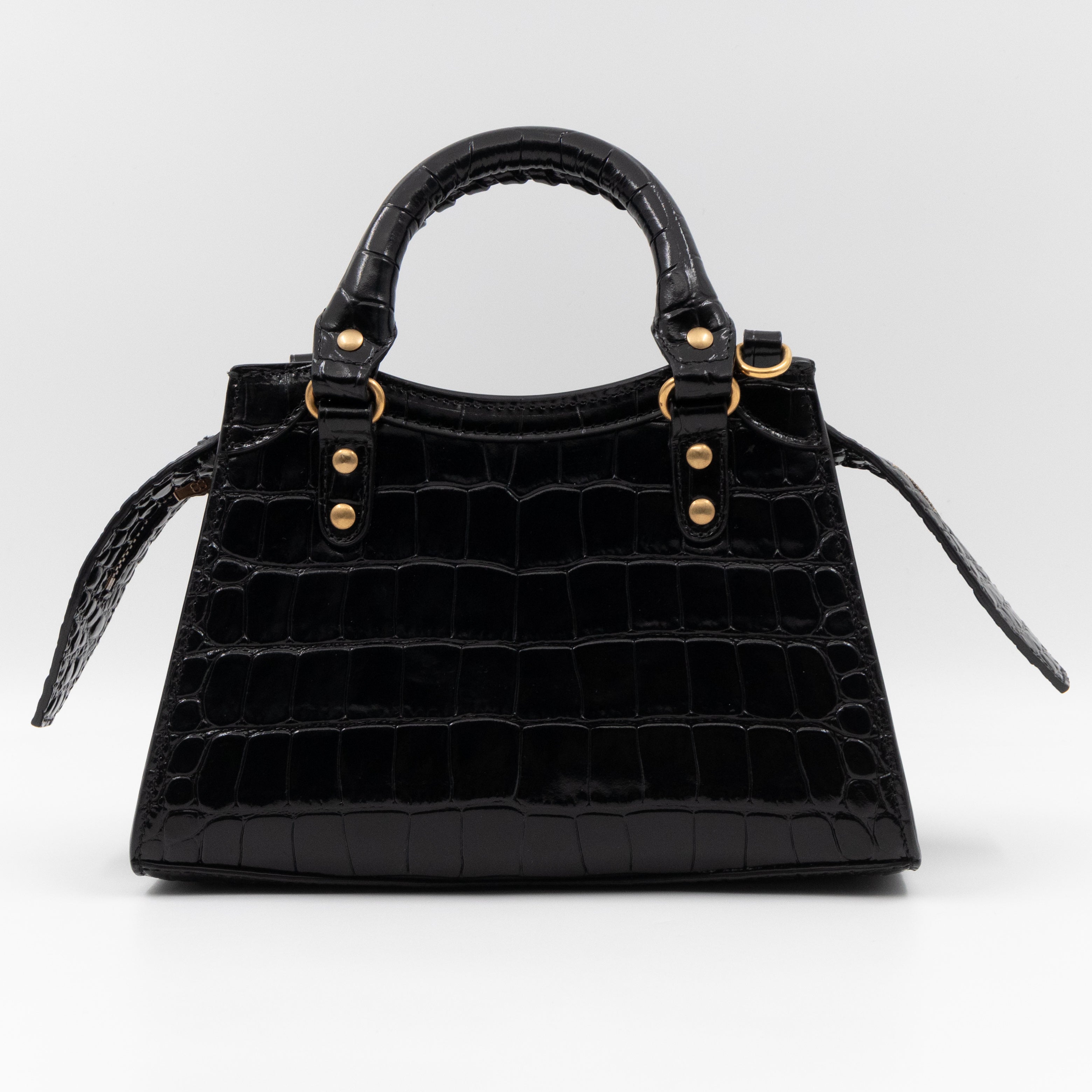 Neo Classic City Mini Black Croc Embossed Leather