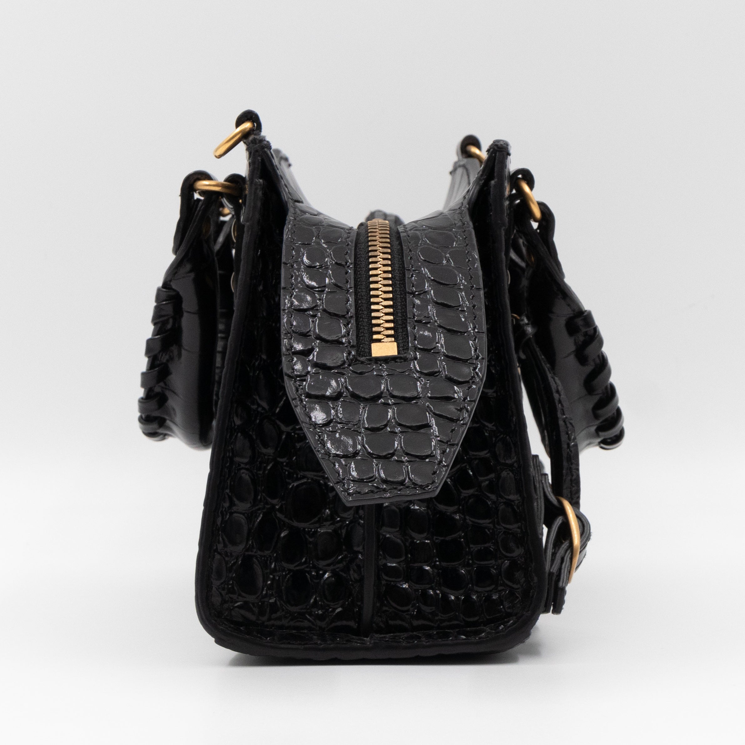 Neo Classic City Mini Black Croc Embossed Leather