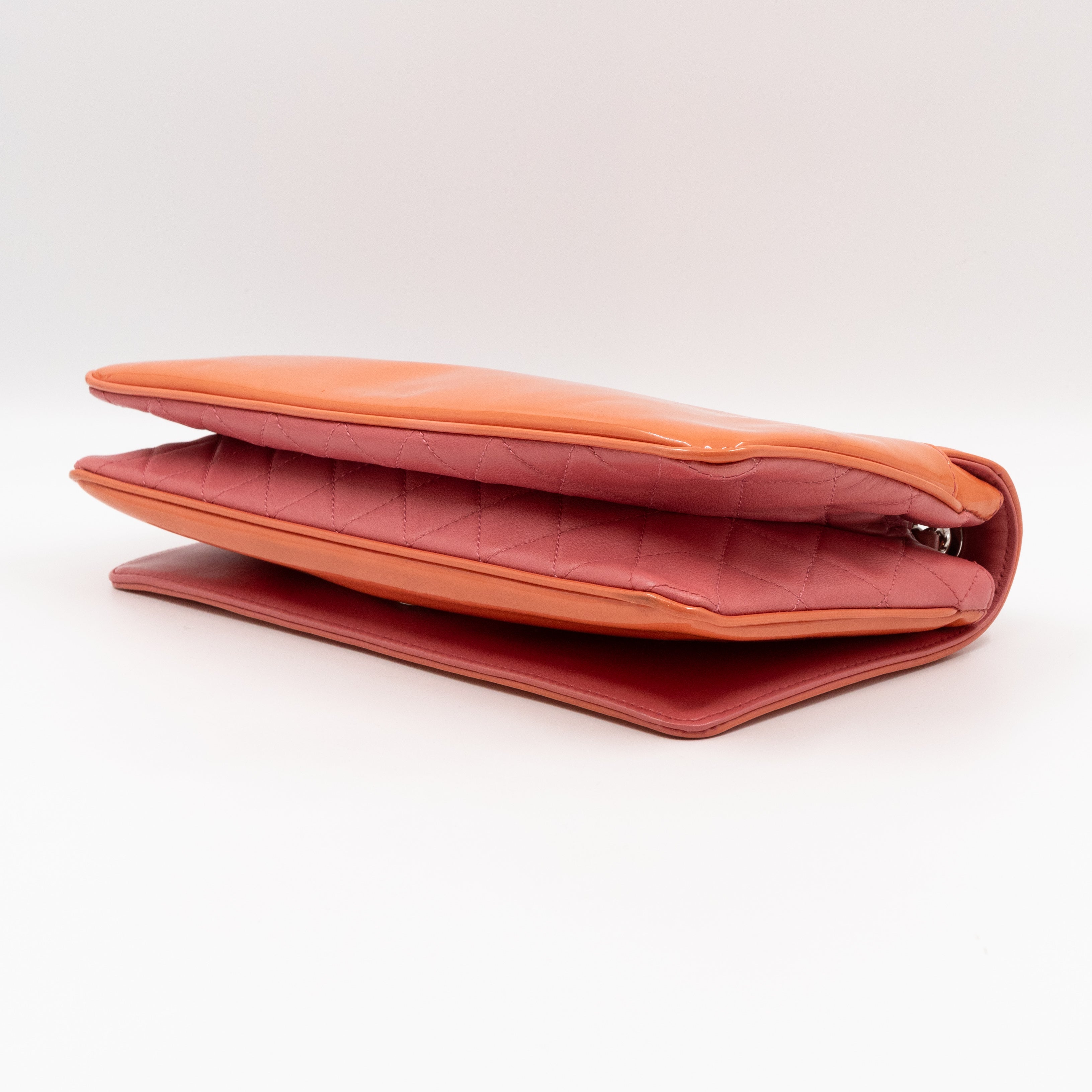 Lipstick Flap Bag Orange Patent Leather