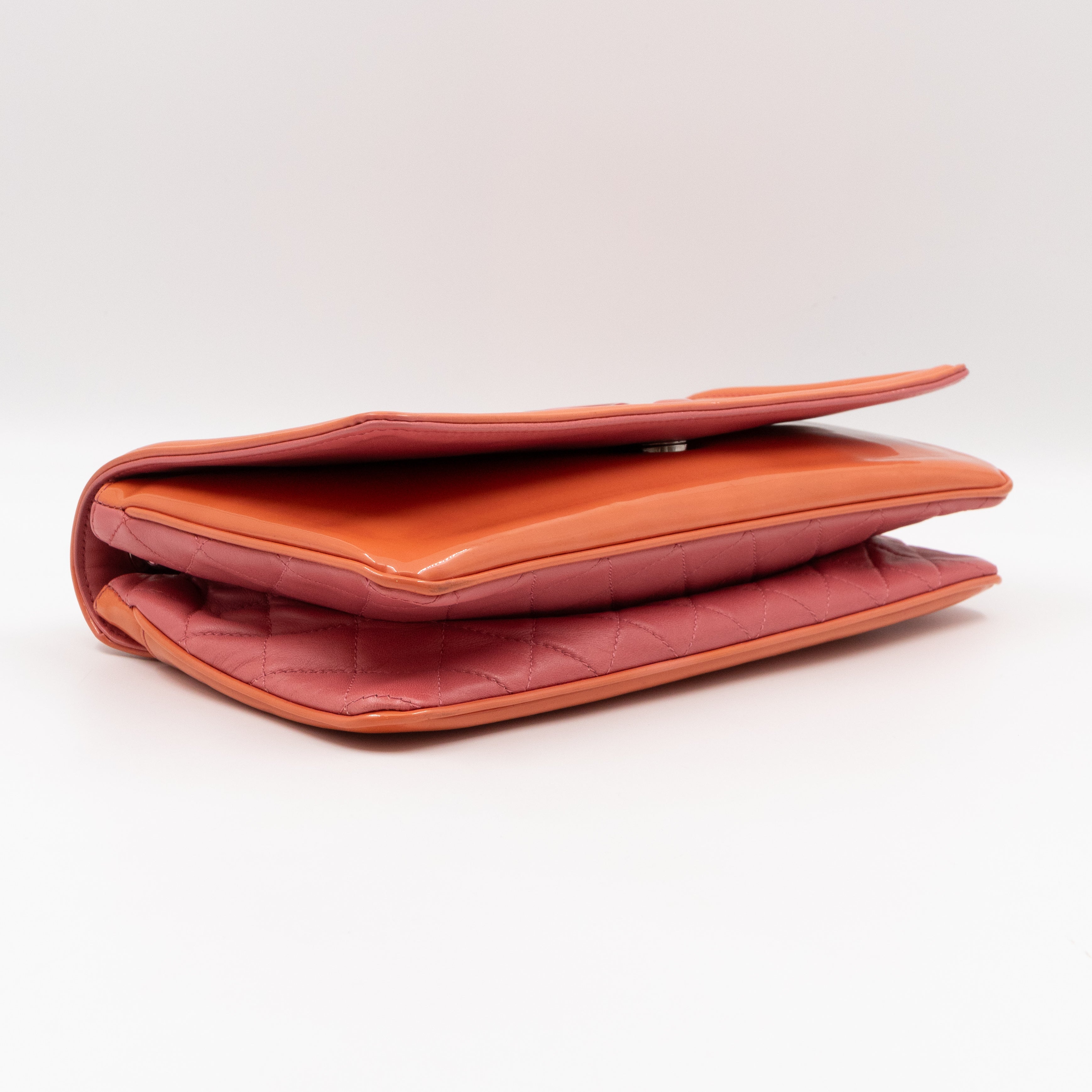 Lipstick Flap Bag Orange Patent Leather