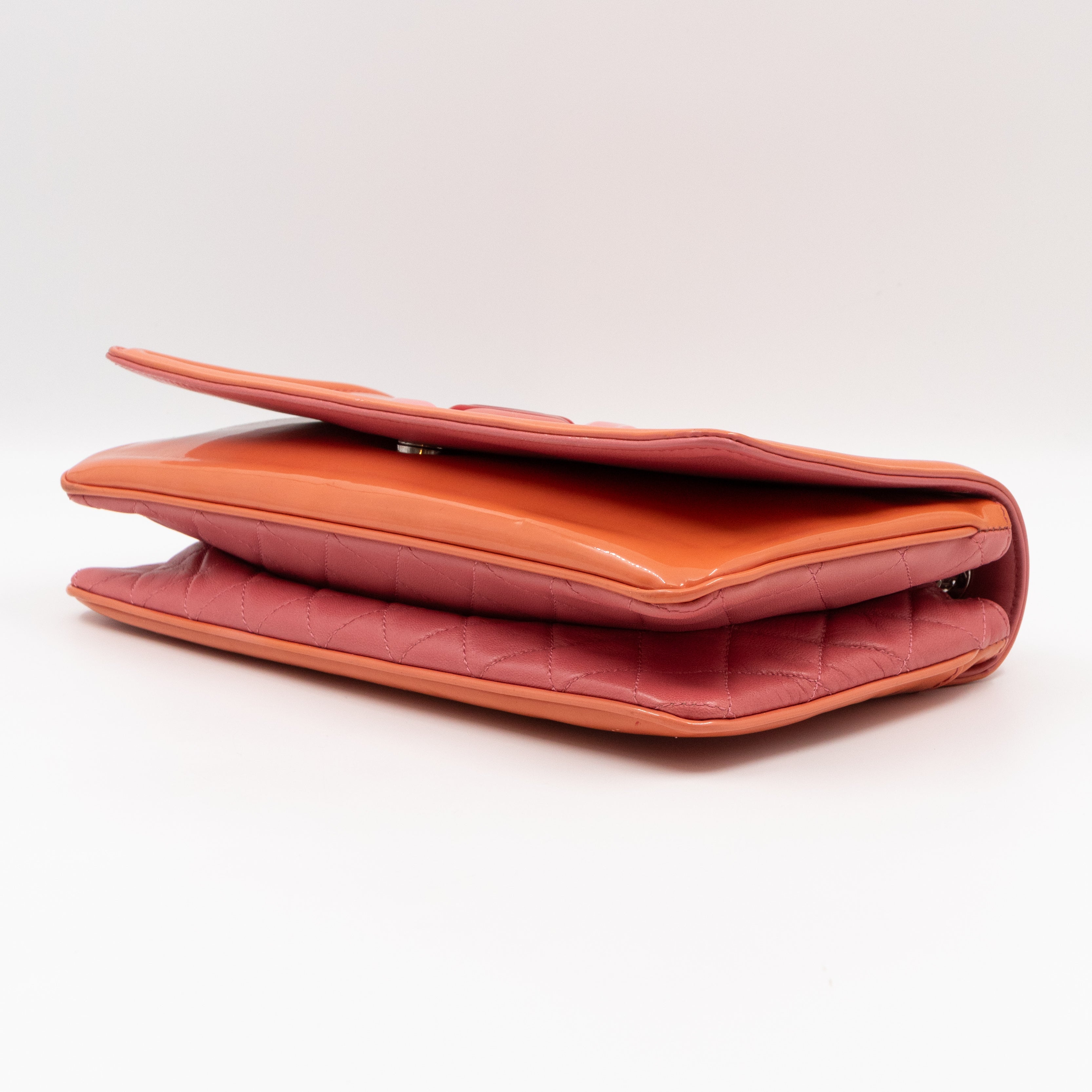 Lipstick Flap Bag Orange Patent Leather