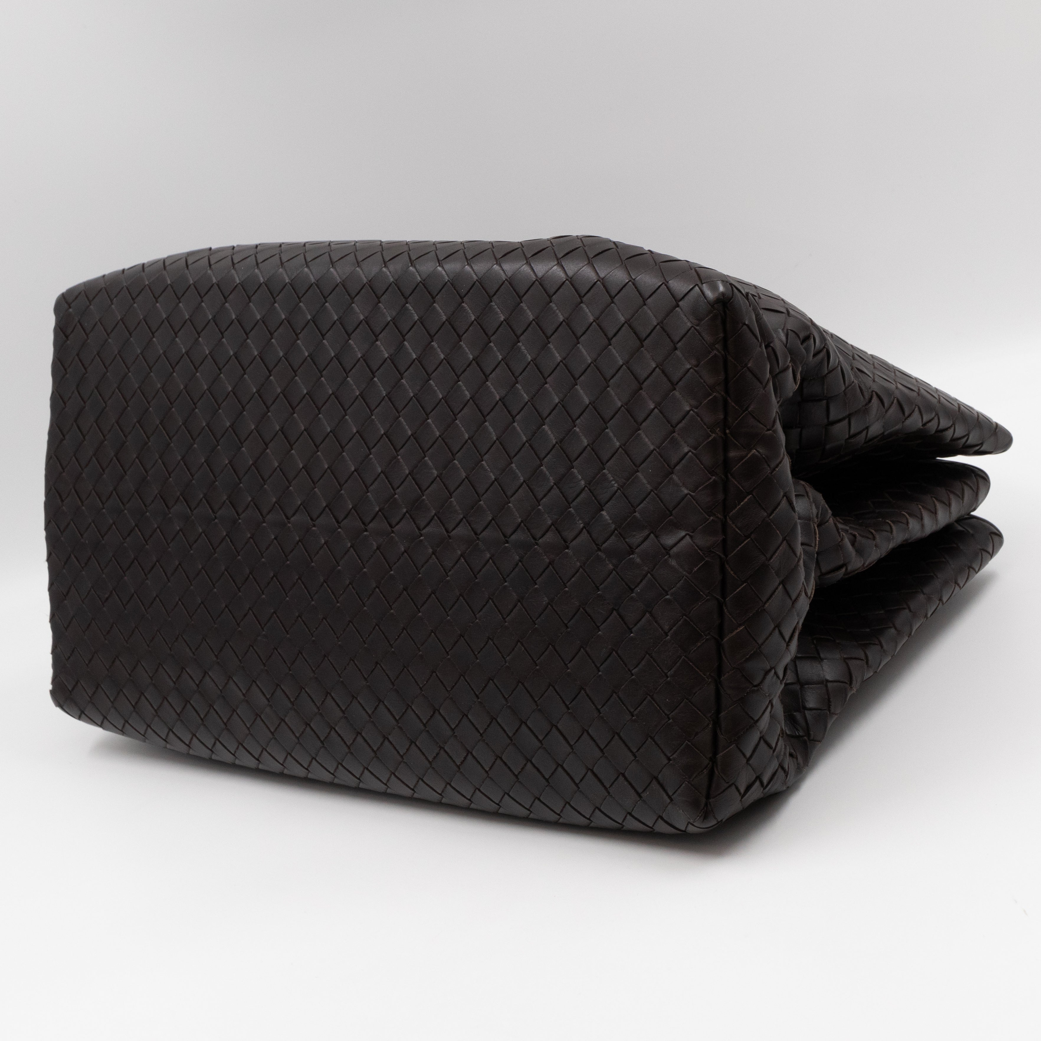 Roma Large Intrecciato Brown Leather