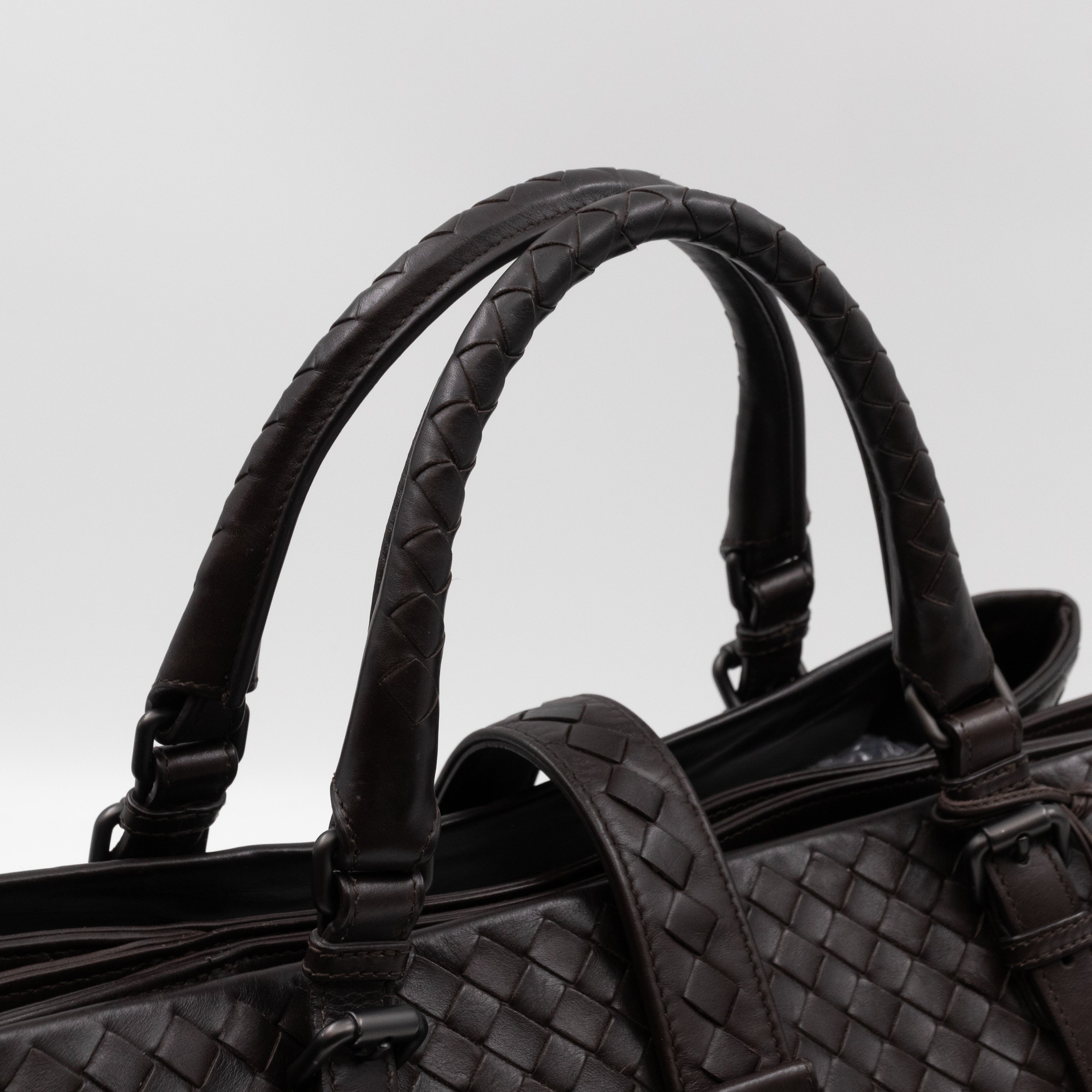 Roma Large Intrecciato Brown Leather