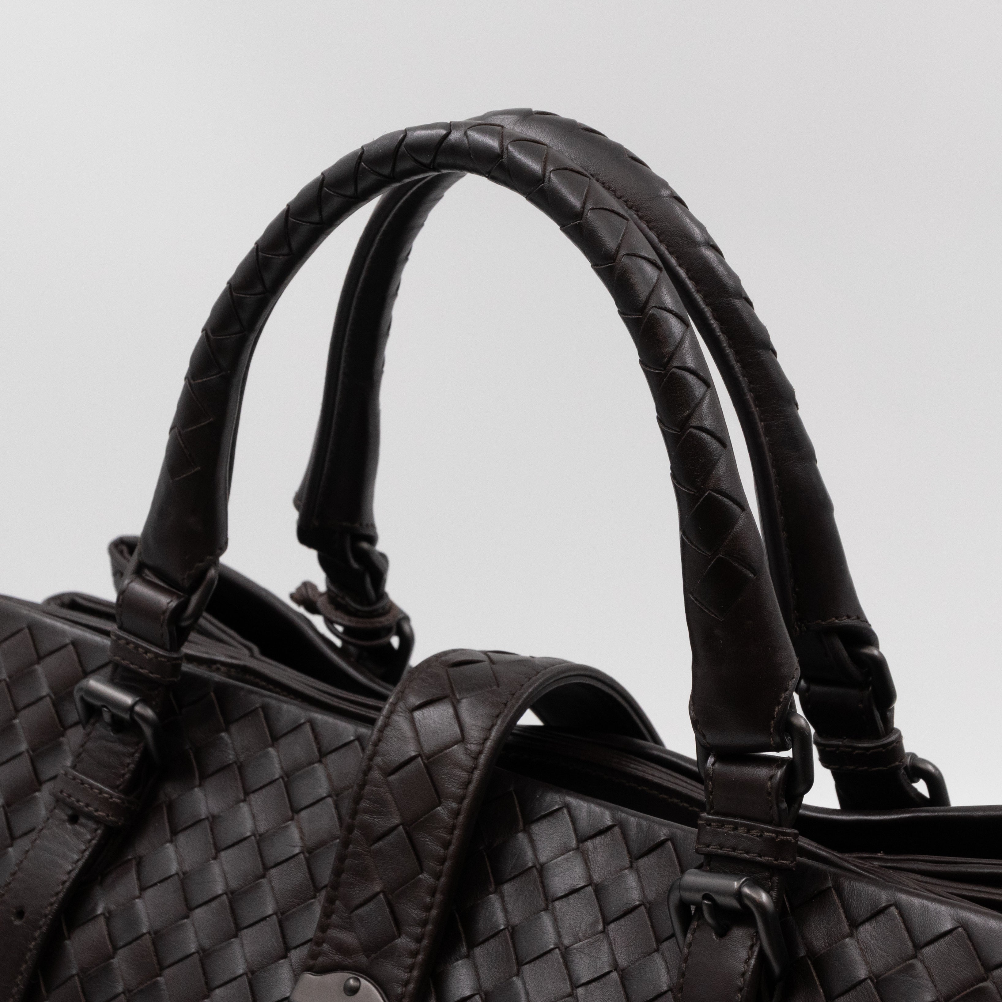 Roma Large Intrecciato Brown Leather