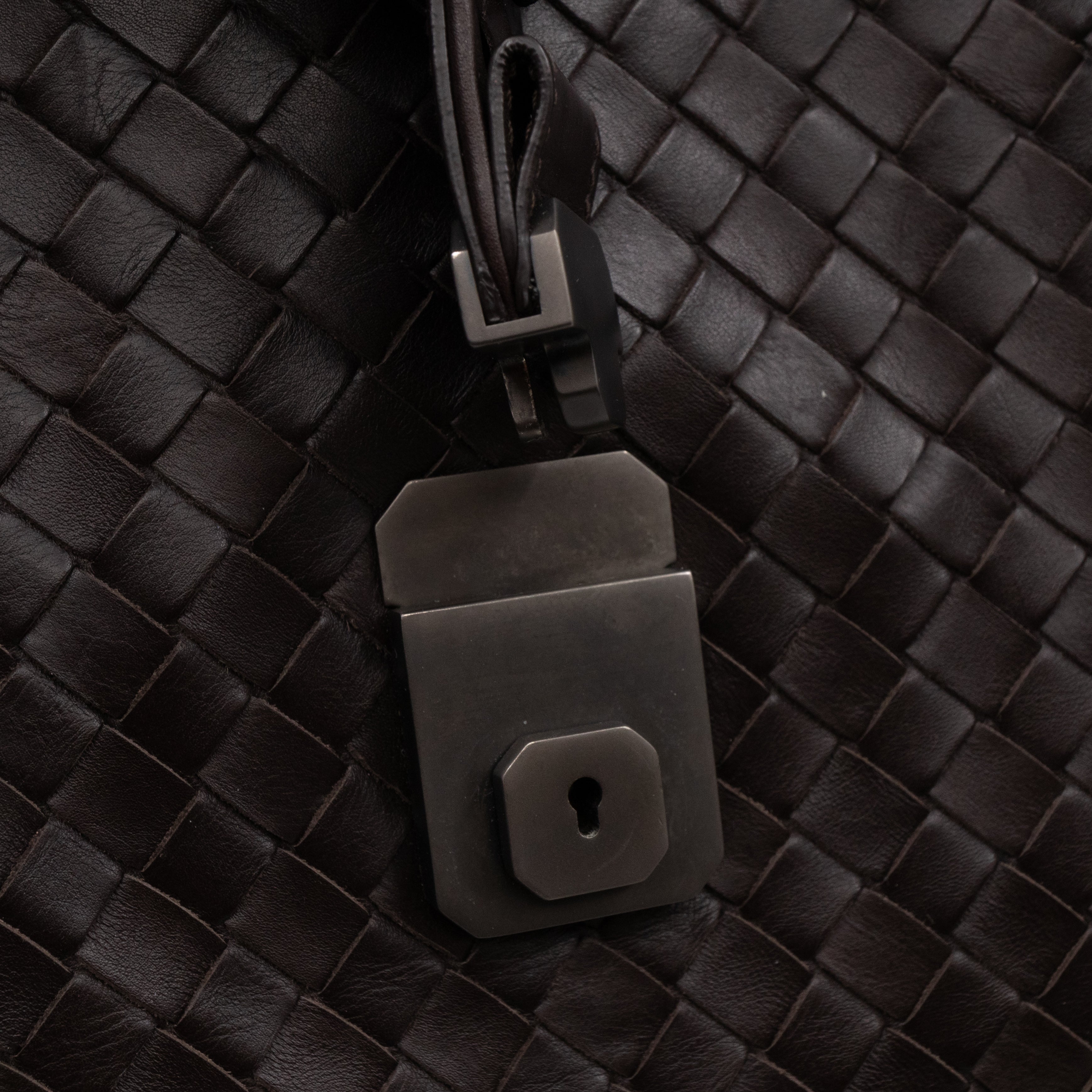 Roma Large Intrecciato Brown Leather